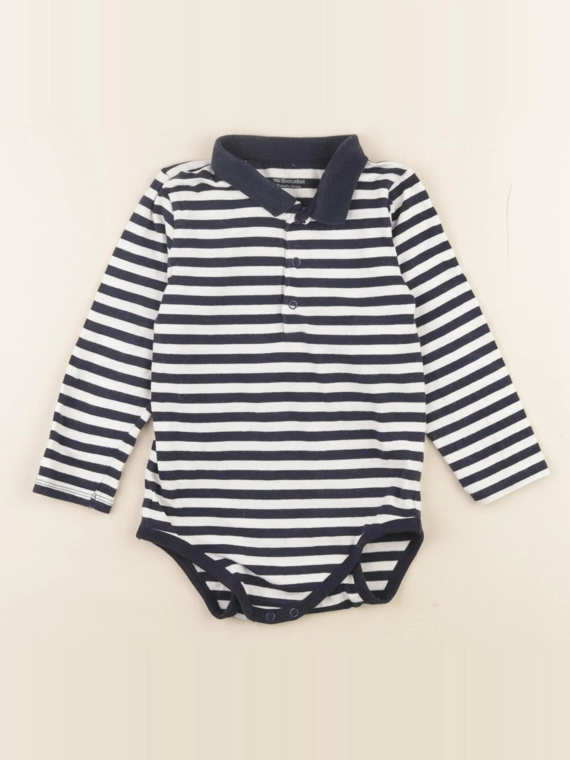 Vertbaudet - body à col bleu, blanc - 24 mois