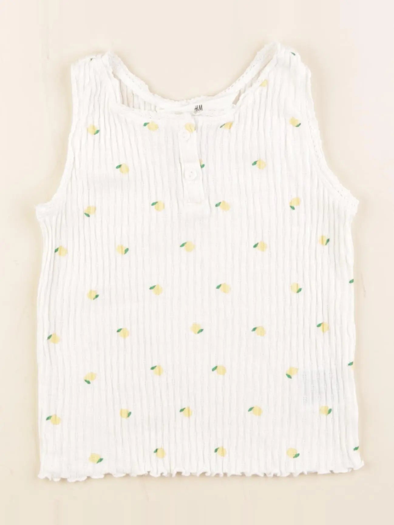 H&M - débardeur blanc, jaune - 2/4 ans