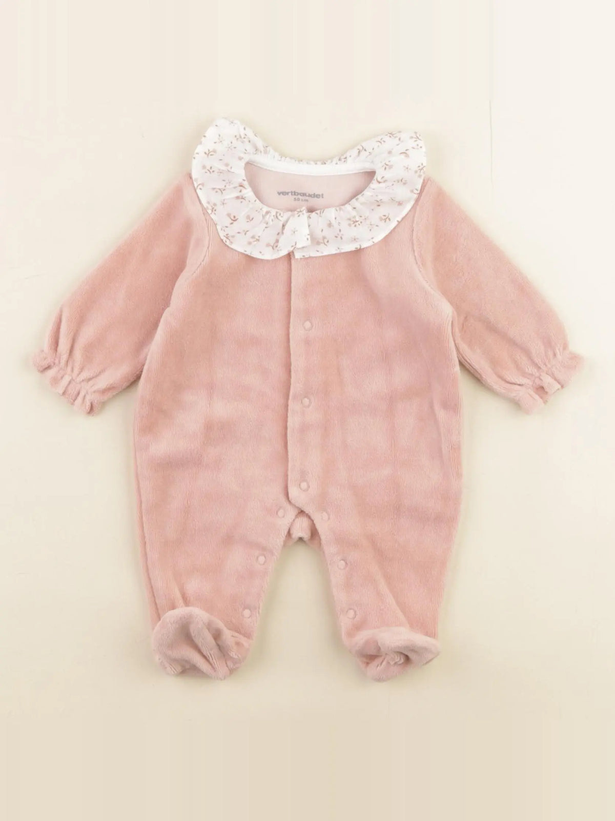 Vertbaudet - pyjama velours rose - 0 mois