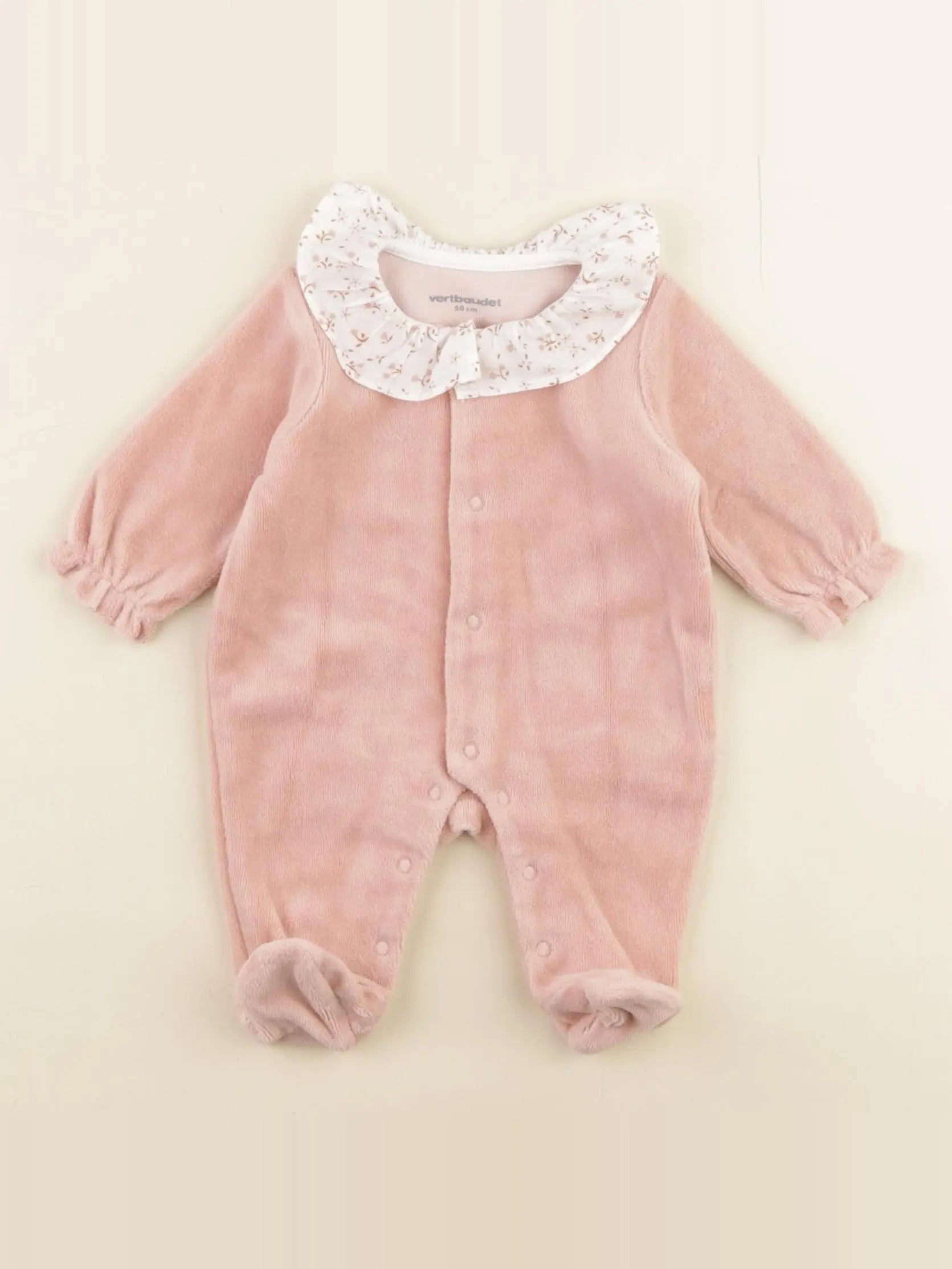 Vertbaudet - pyjama velours rose - 0 mois