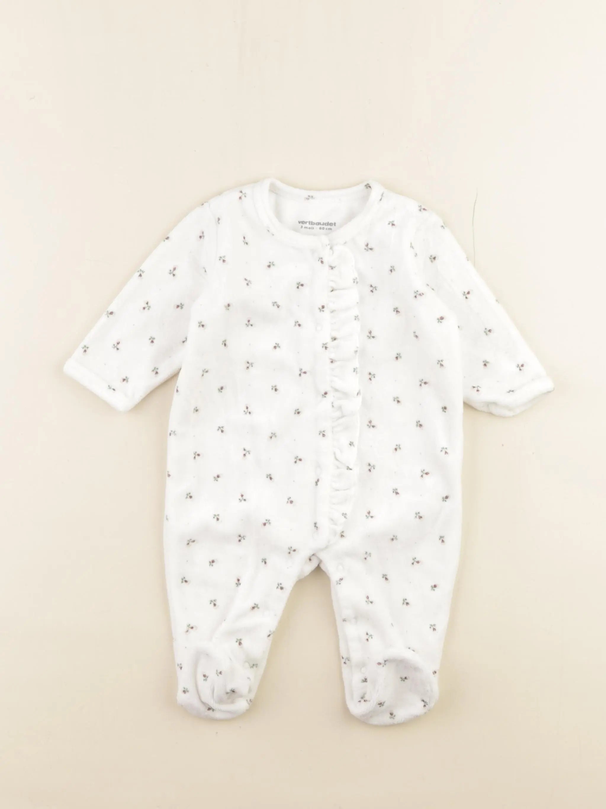 Vertbaudet - pyjama velours blanc - 3 mois