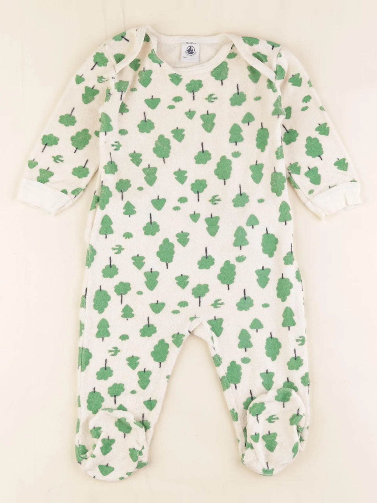 Petit Bateau - pyjama velours blanc, vert - 18 mois