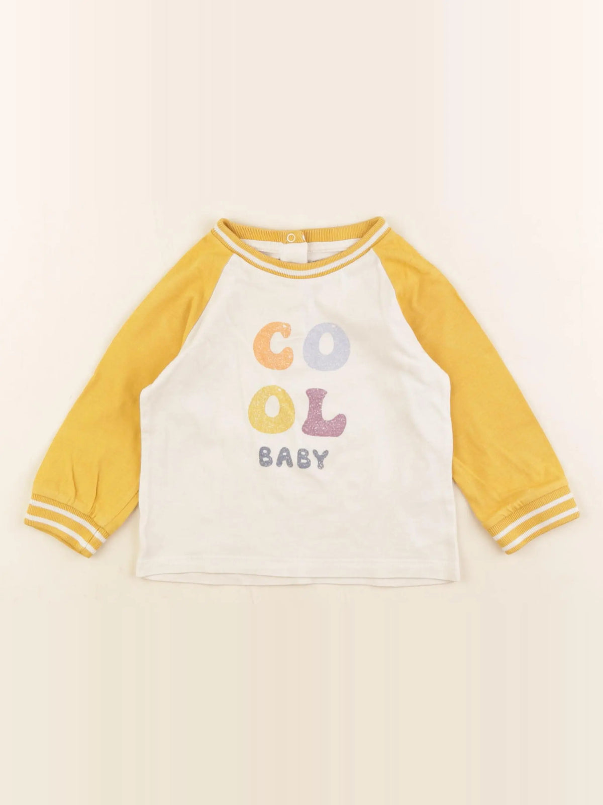 Vertbaudet - tee-shirt jaune, beige - 18 mois