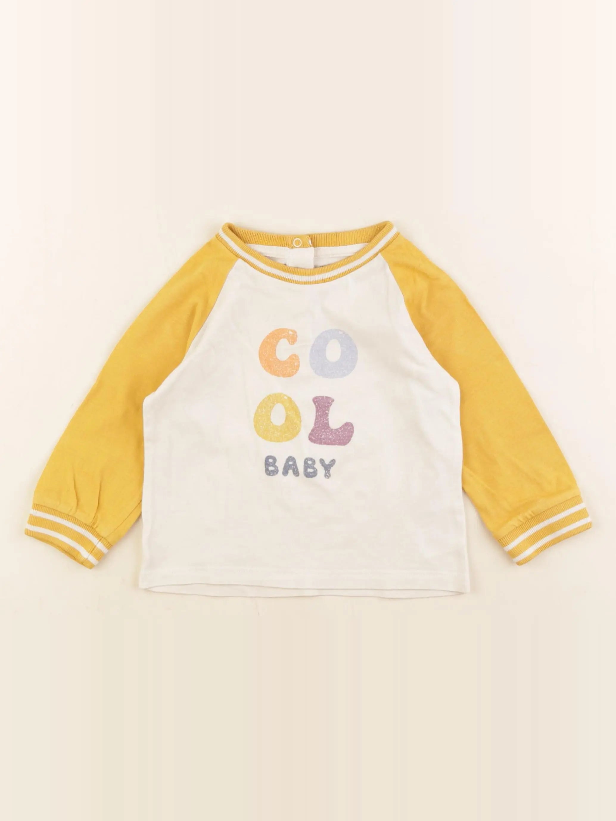 Vertbaudet - tee-shirt jaune, beige - 18 mois