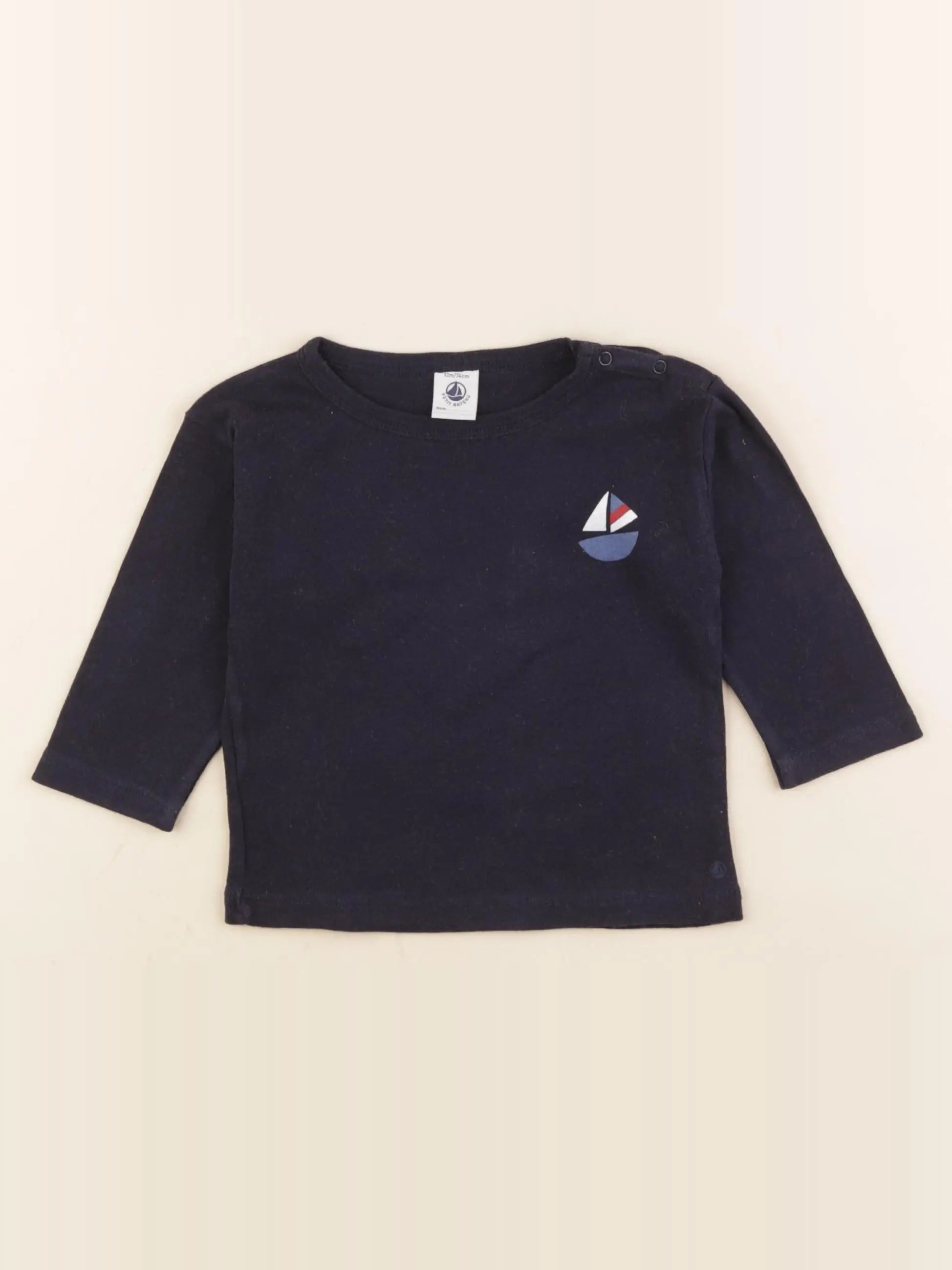 Petit Bateau - tee-shirt bleu - 12 mois