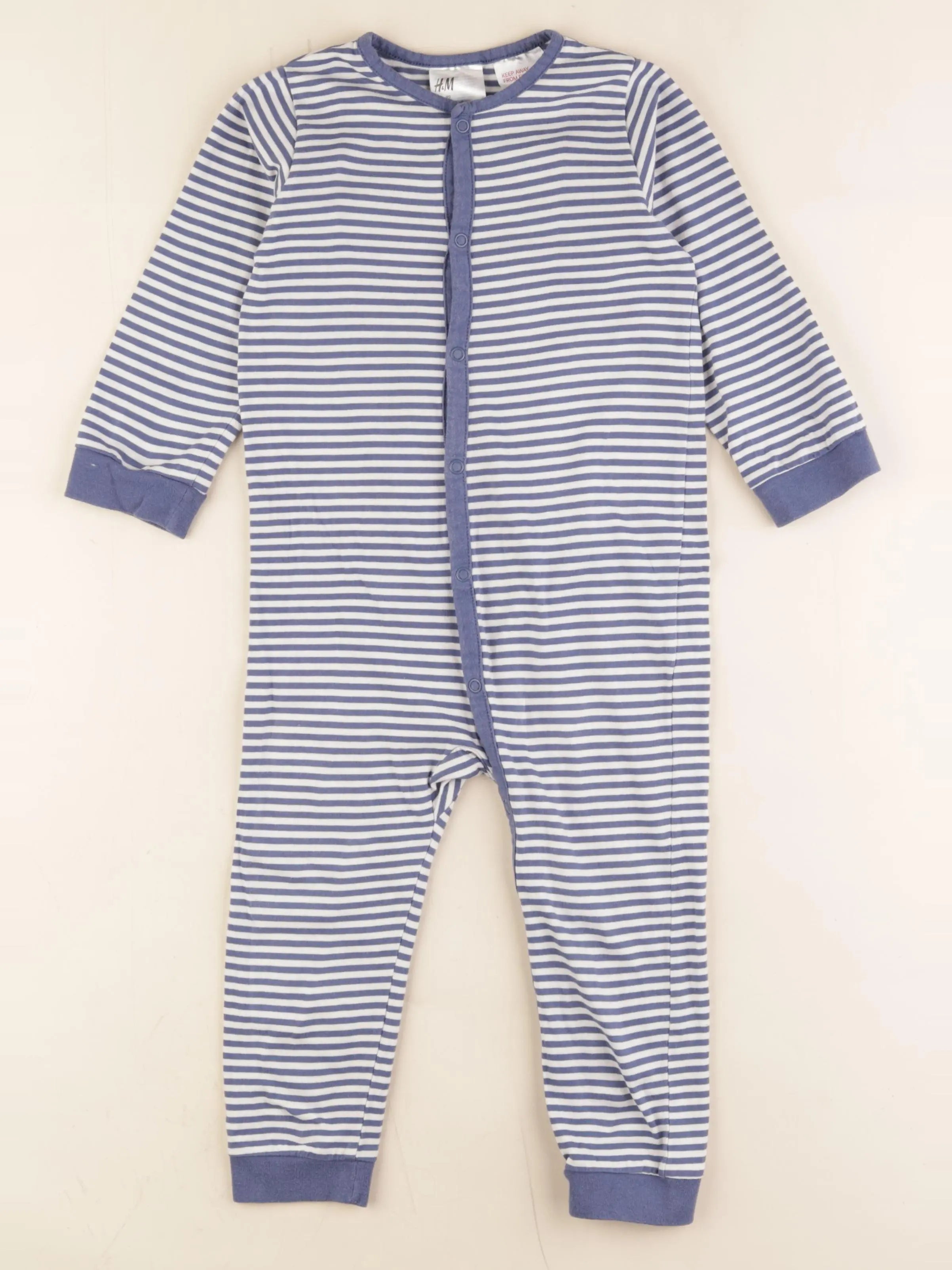 H&M - pyjama coton blanc, bleu - 18/24 mois