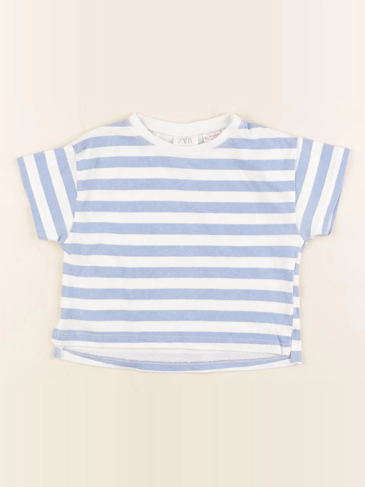 Zara - tee-shirt blanc, bleu - 6/9 mois