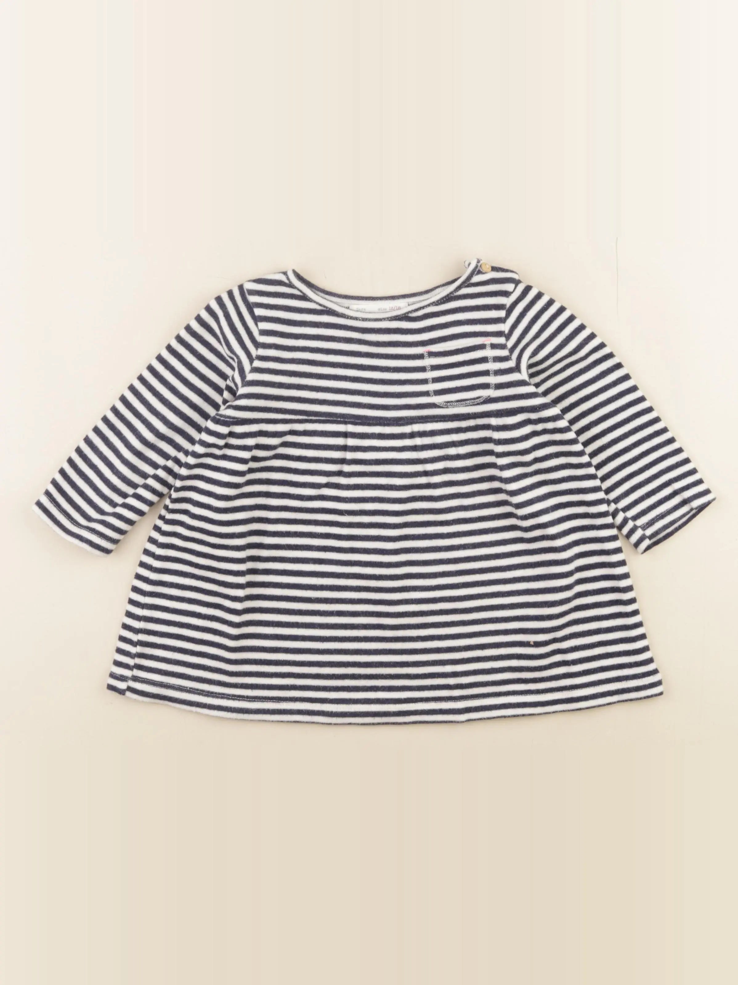 Zara - robe bleu, blanc - 12/18 mois