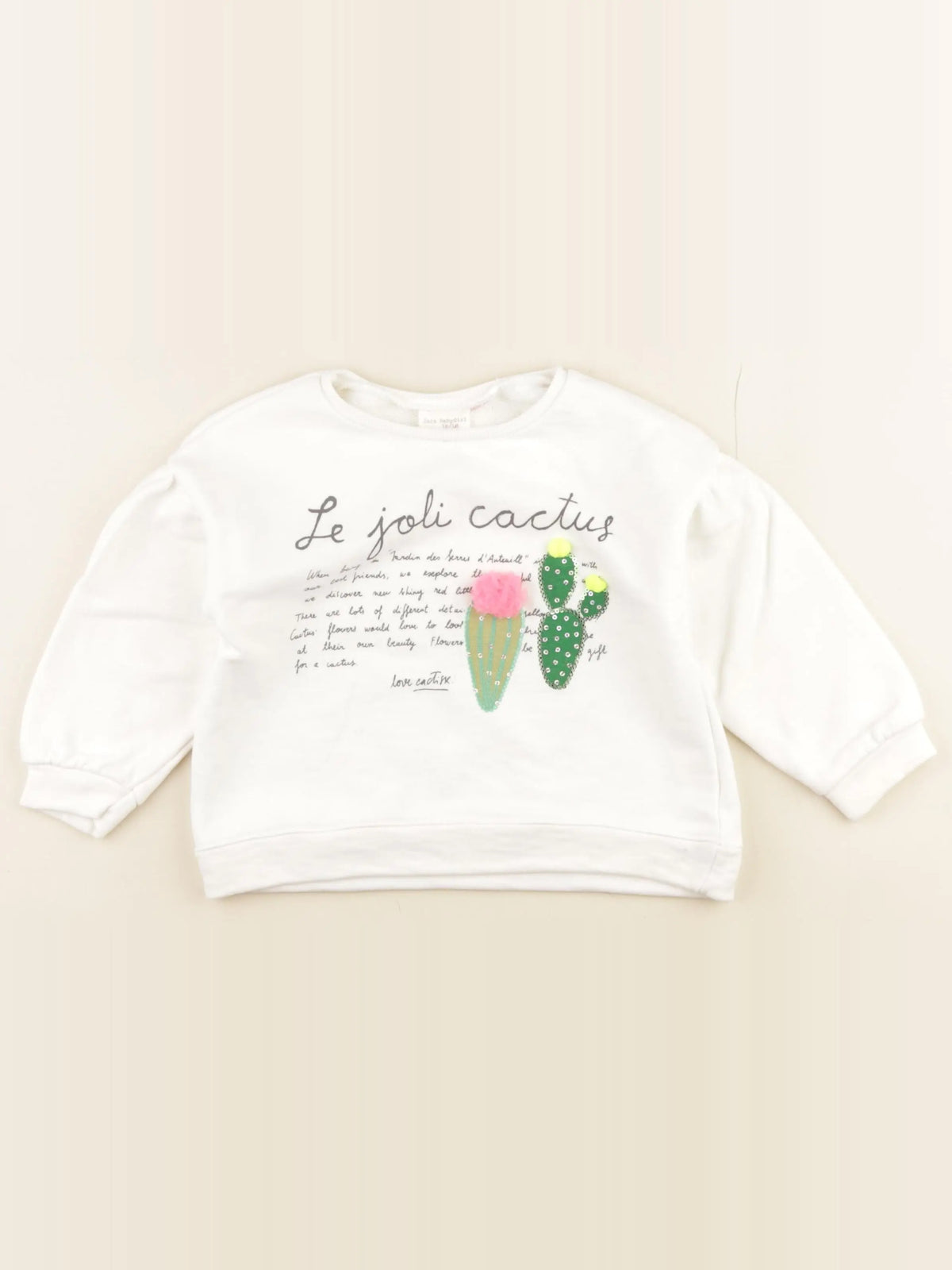 Zara - sweat blanc - 12/18 mois