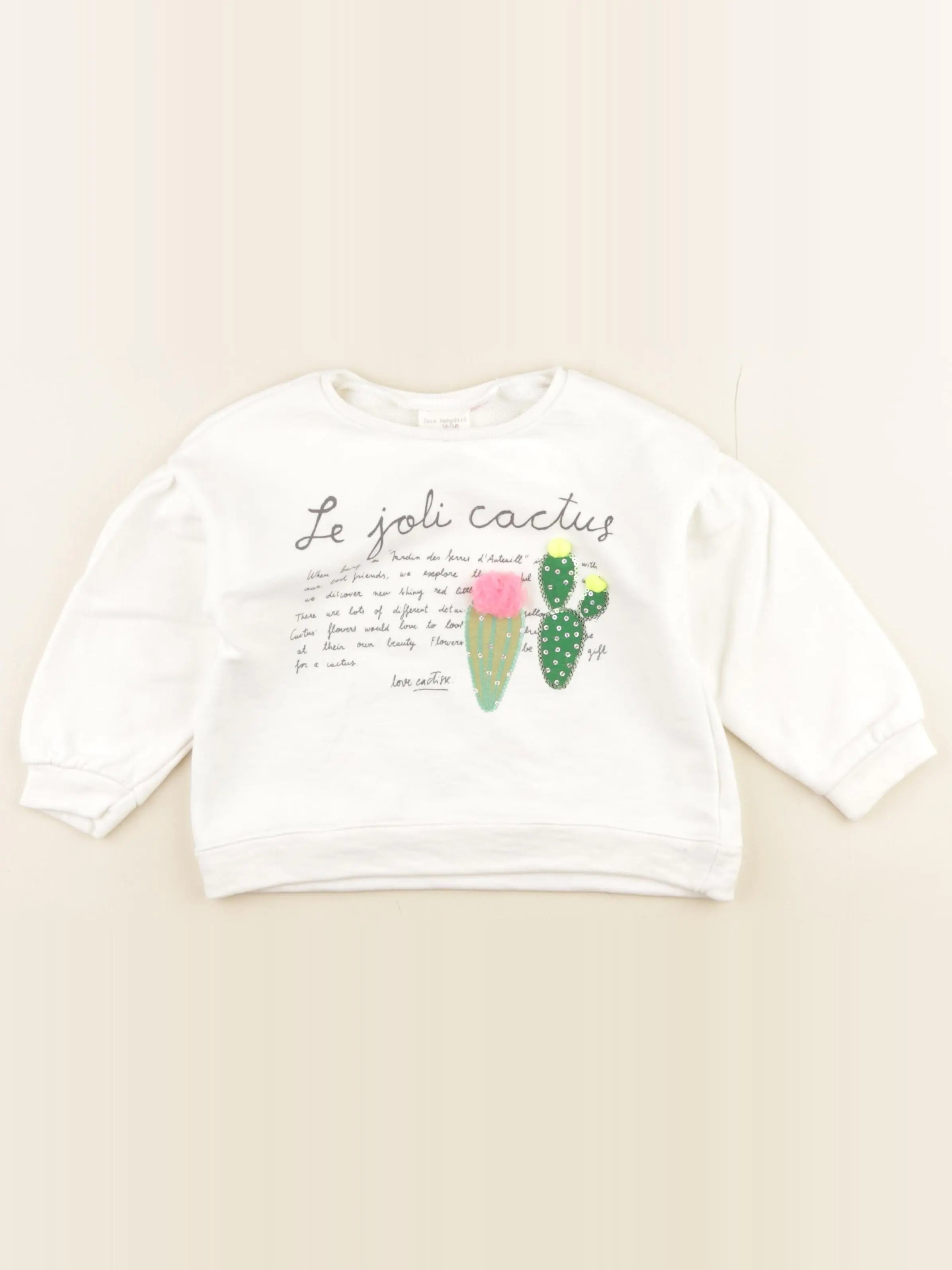 Zara - sweat blanc - 12/18 mois