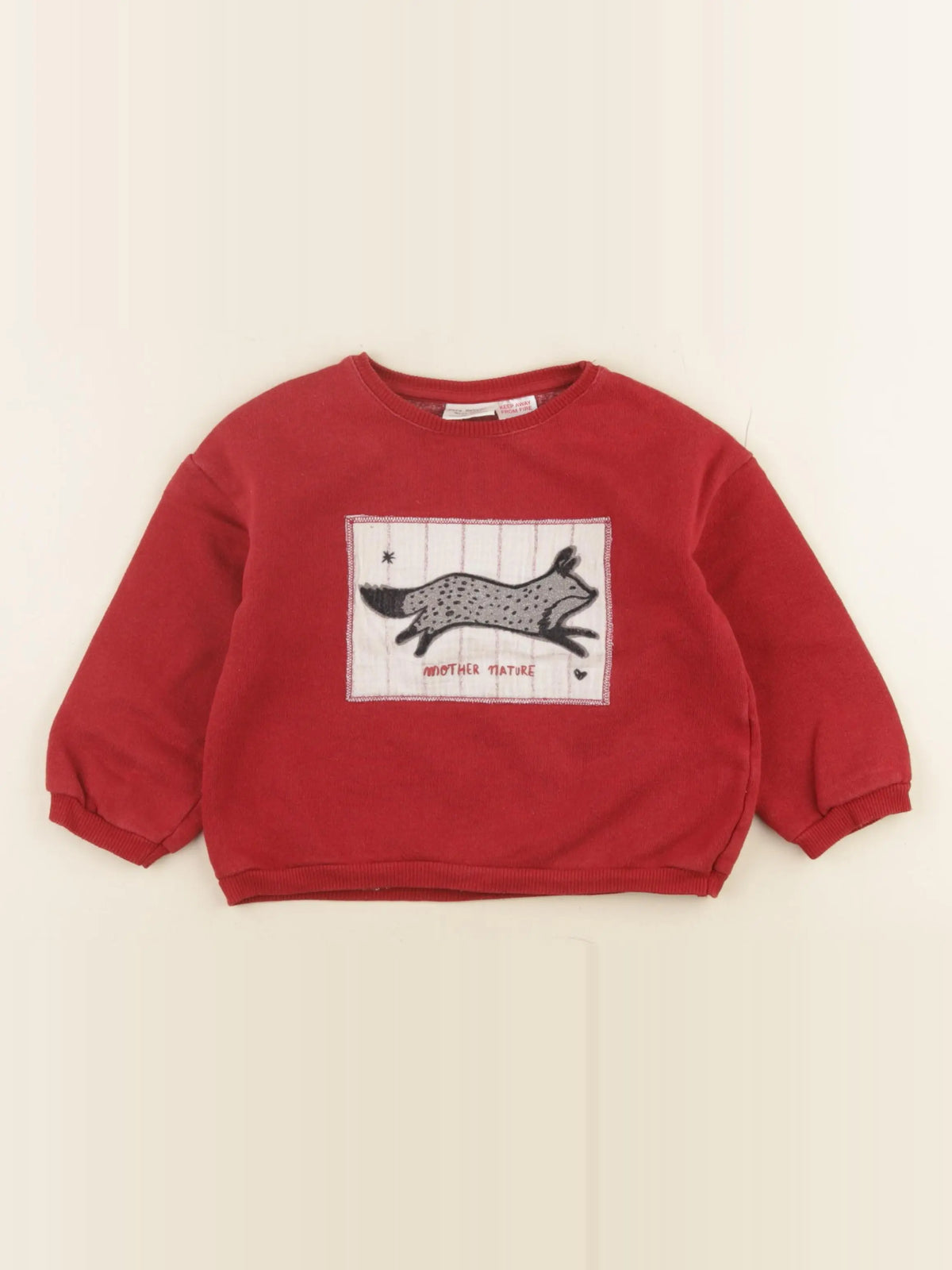 Zara - sweat rouge - 12/18 mois