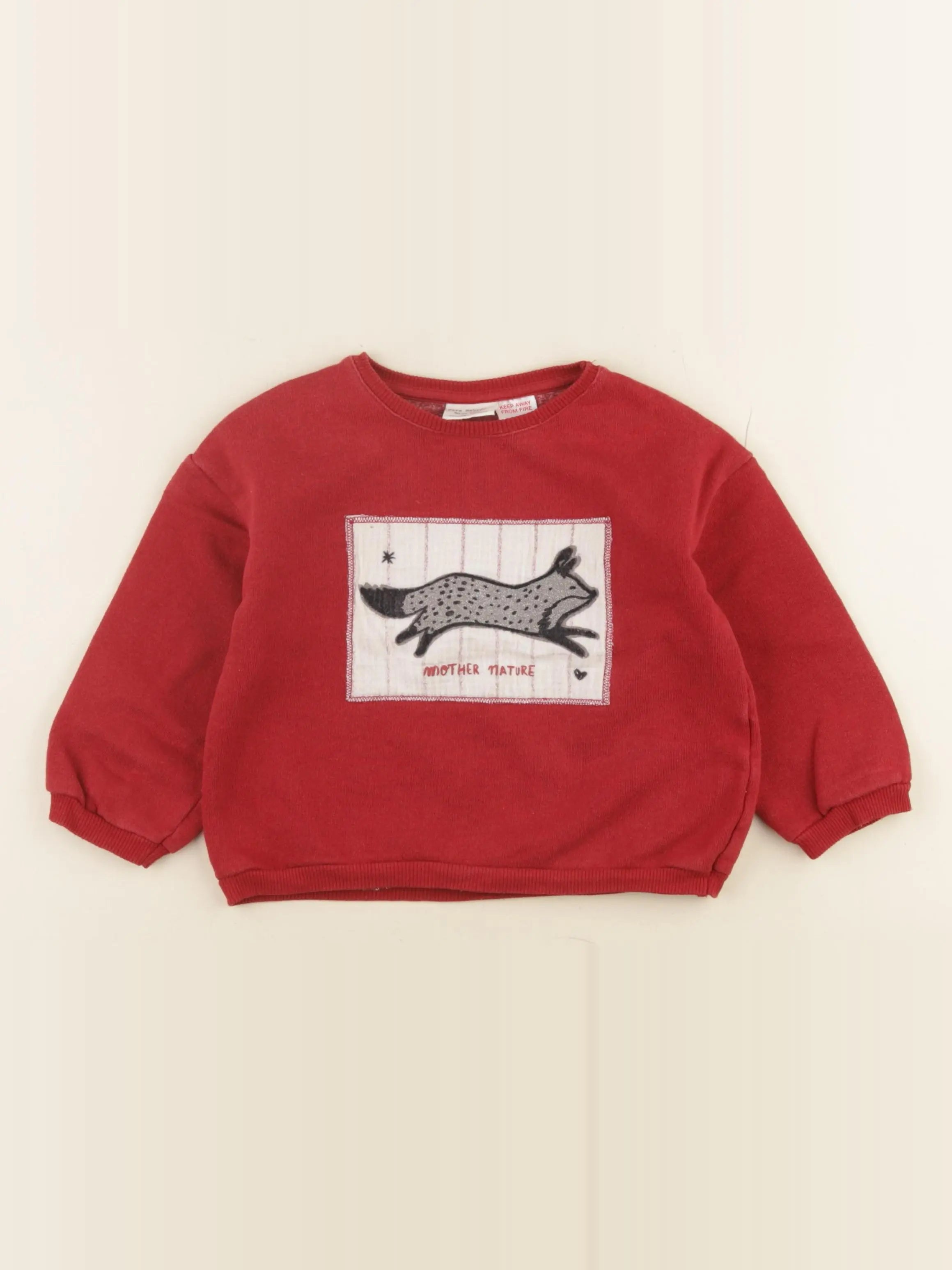 Zara - sweat rouge - 12/18 mois