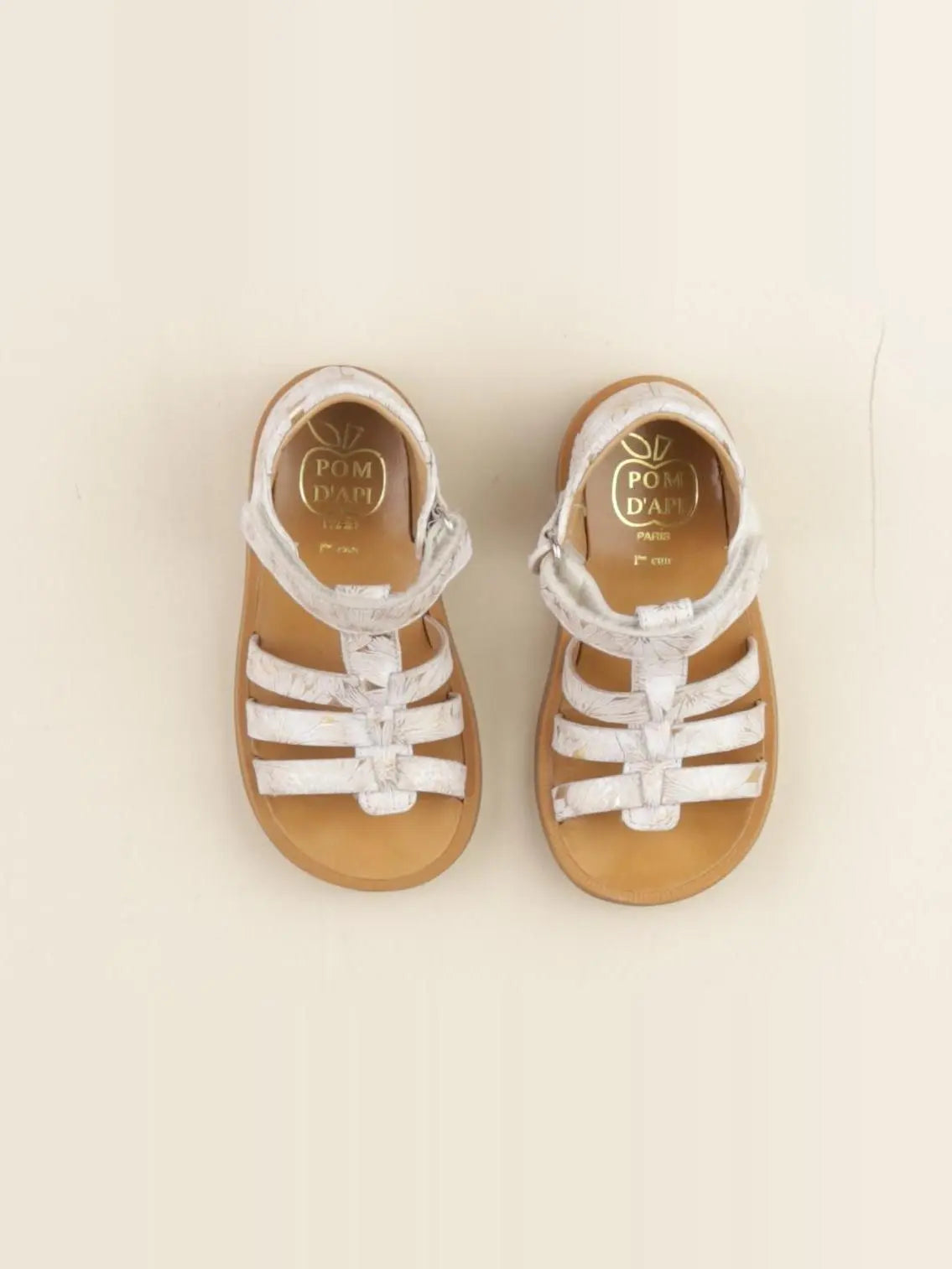 Pom d'Api - sandales blanc, or - pointure 24