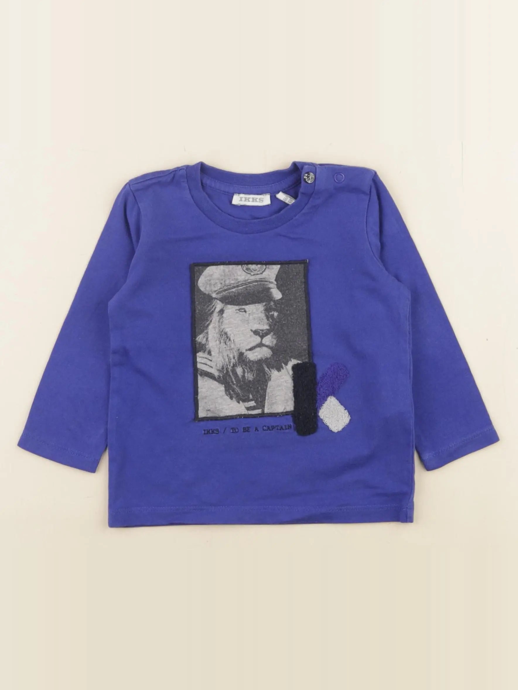 IKKS - tee-shirt blanc, bleu - 6 mois