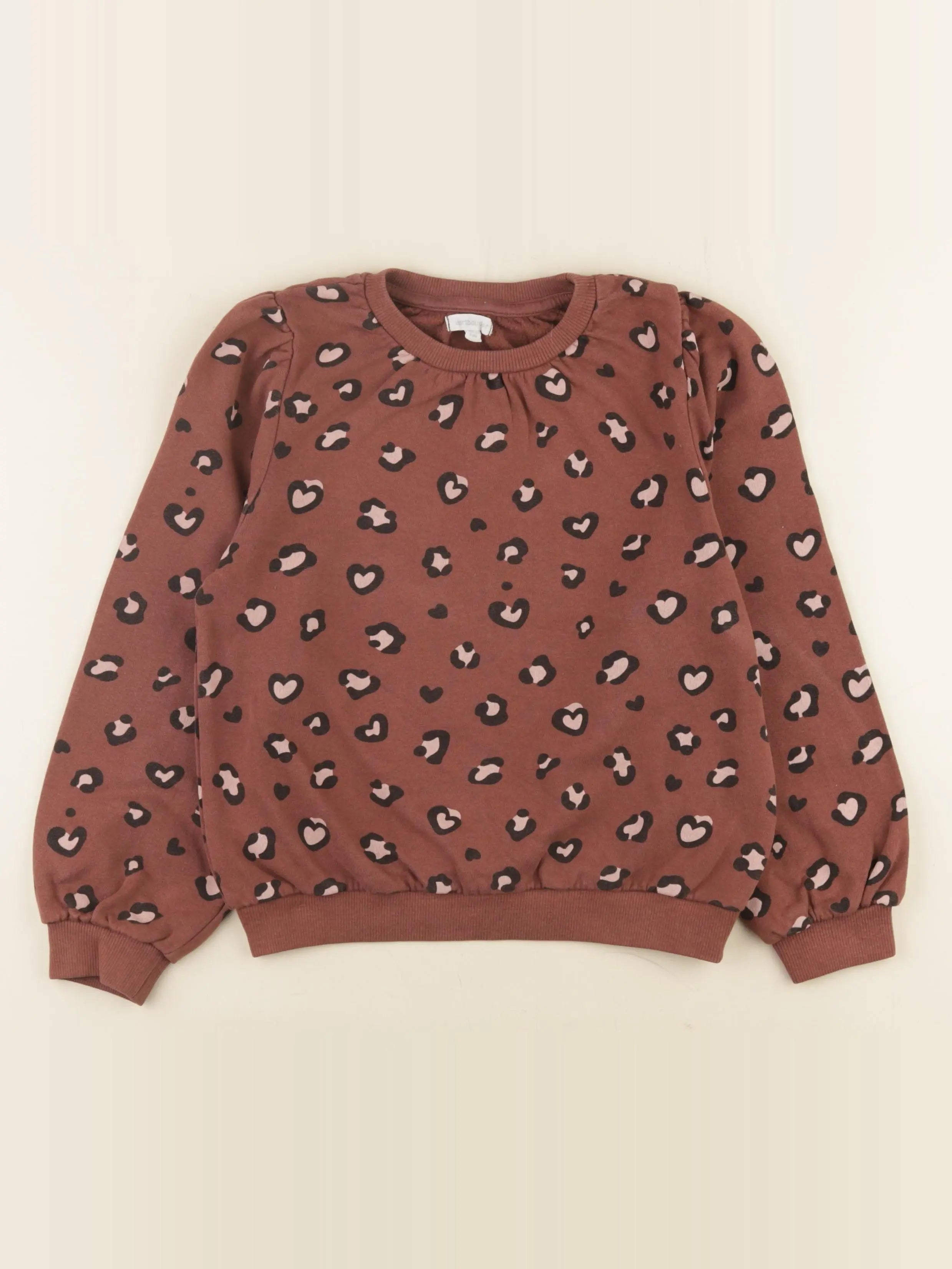 Vertbaudet - sweat marron - 8 ans