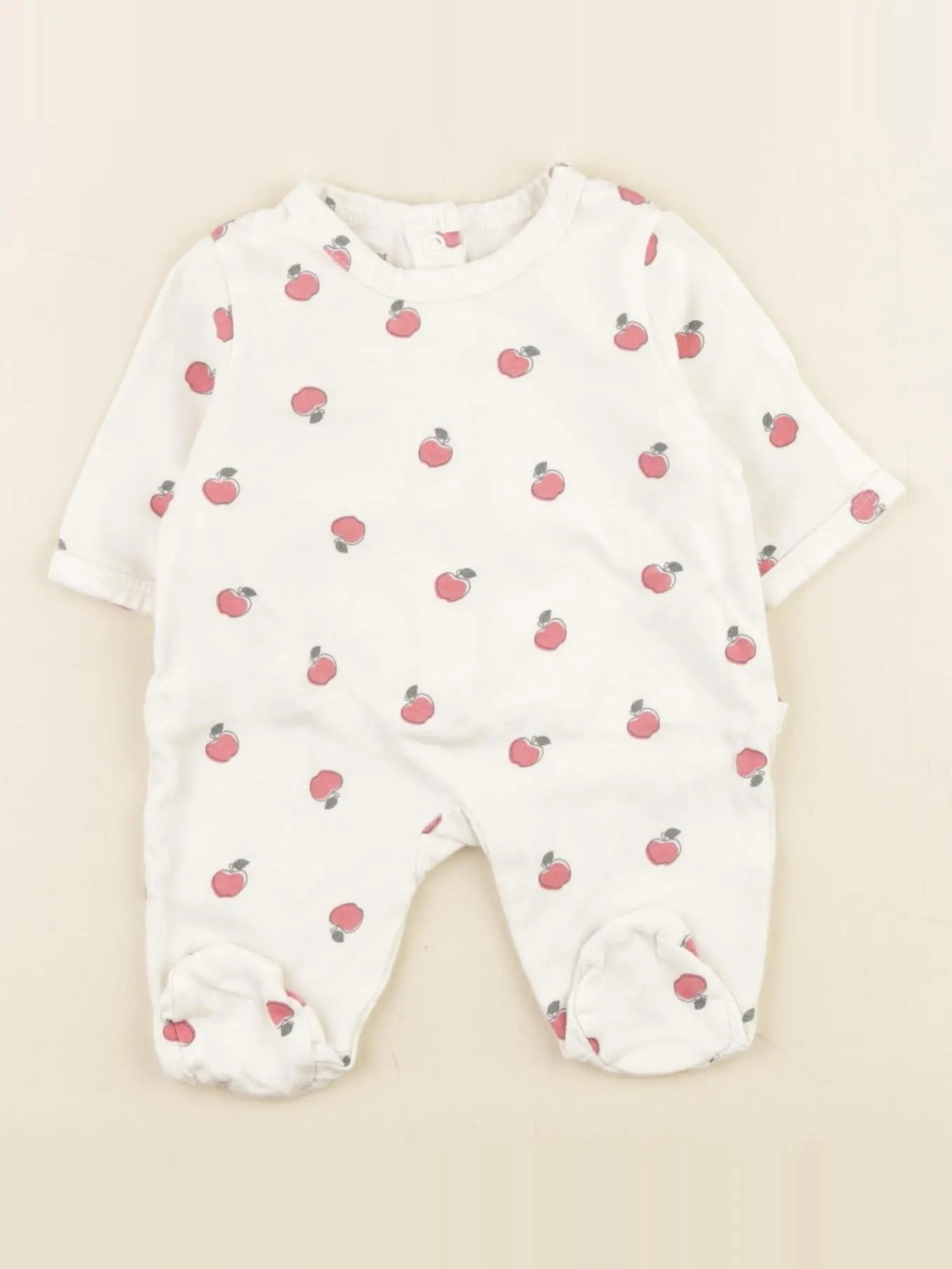 Vertbaudet - pyjama coton bleu, beige, rouge - 0 mois