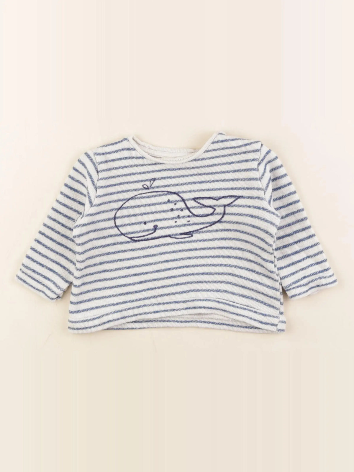 Zara - sweat blanc, bleu - 3/6 mois