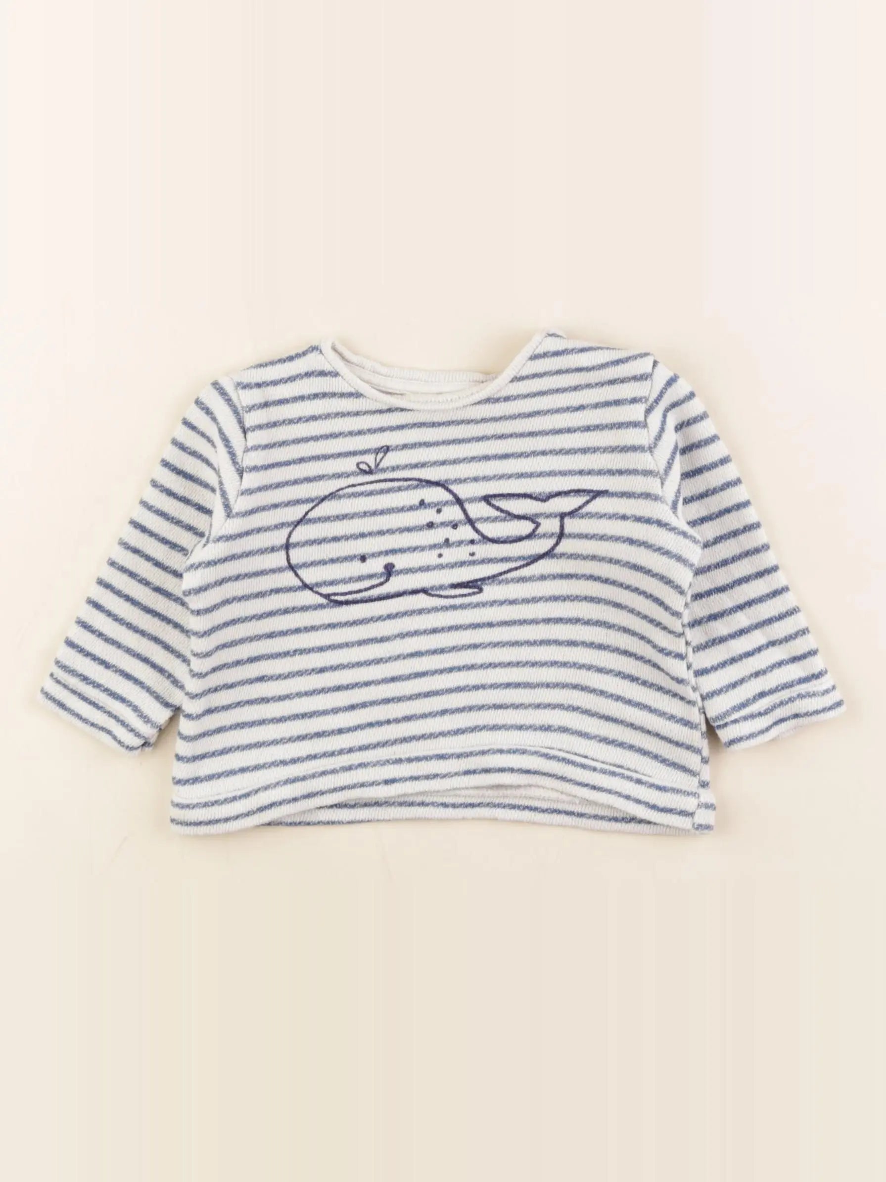 Zara - sweat blanc, bleu - 3/6 mois