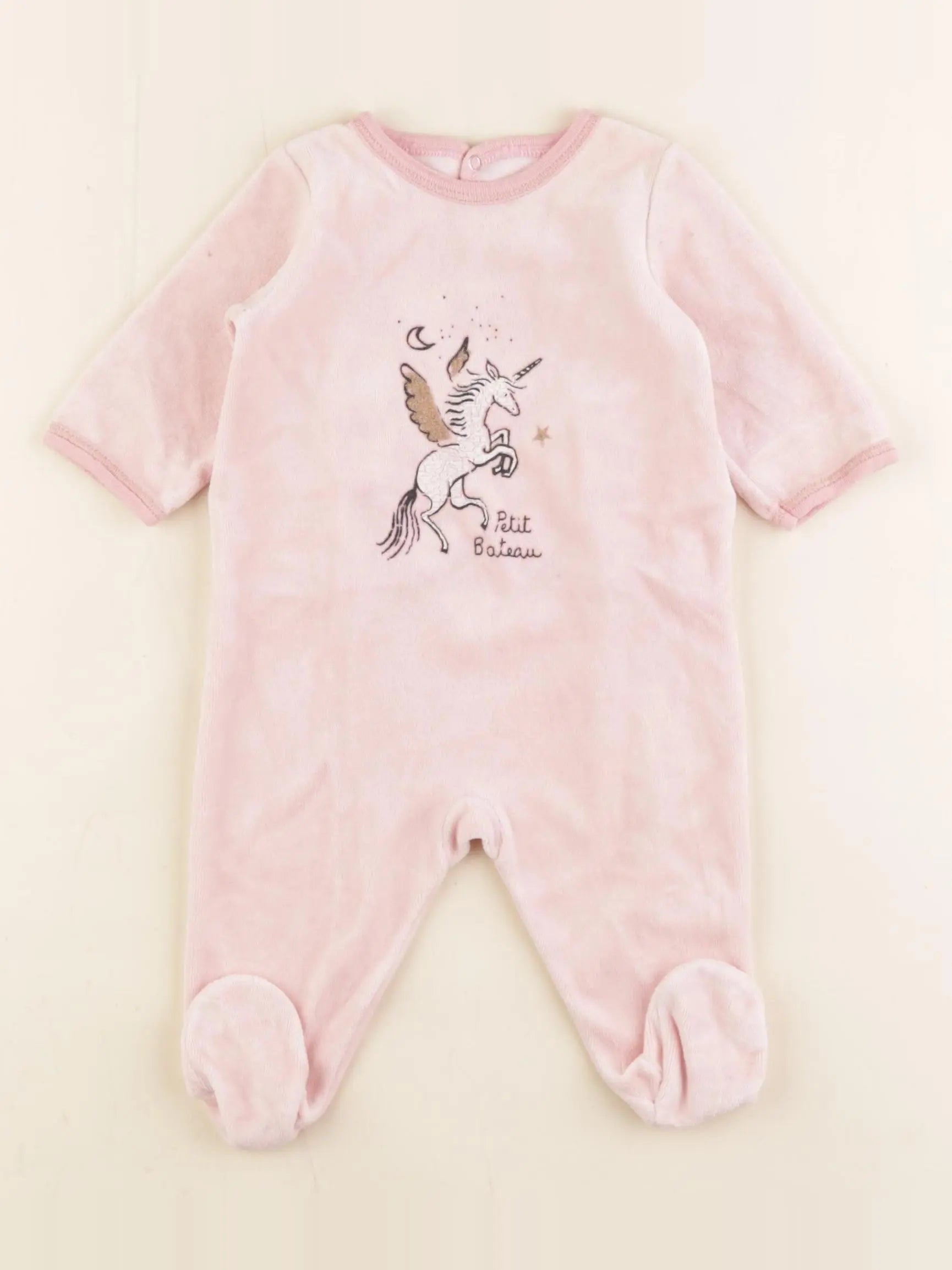 Petit Bateau - pyjama velours rose - 3 mois