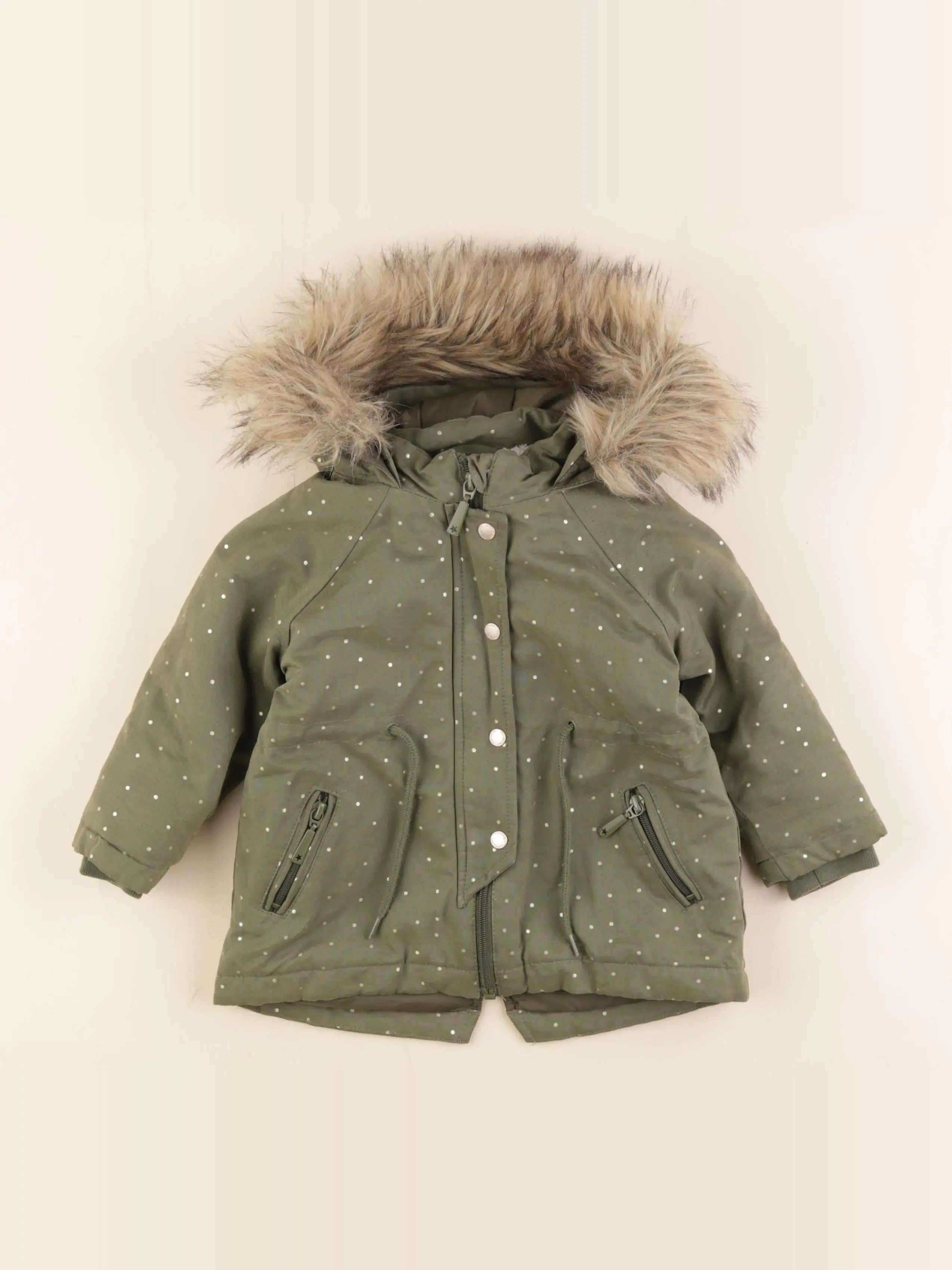 Vertbaudet - parka vert, or - 2 ans