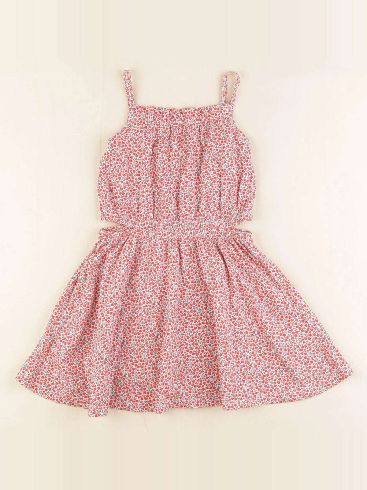 Vertbaudet - robe rouge, blanc - 4 ans