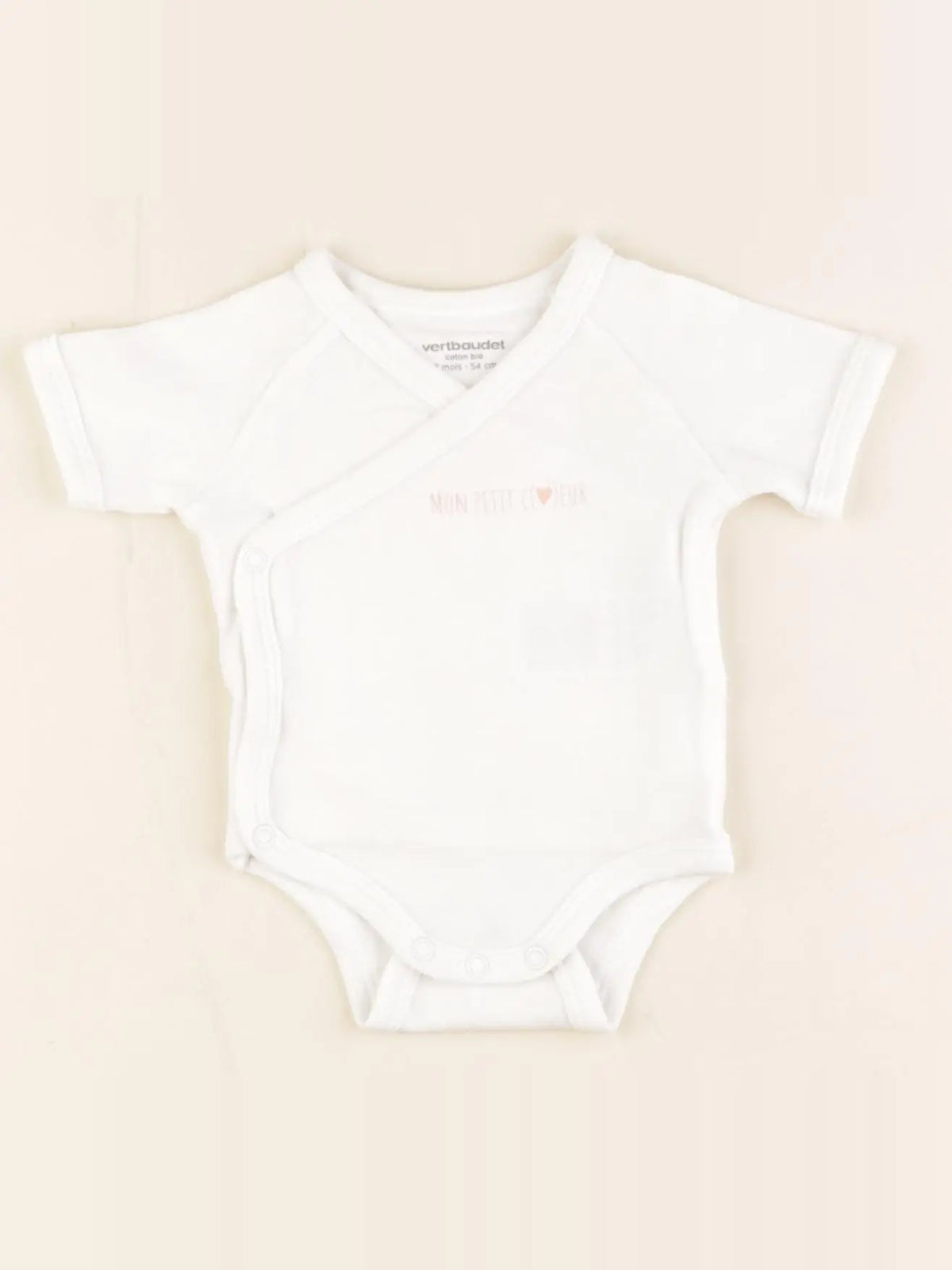 Vertbaudet - body coton blanc - 1 mois