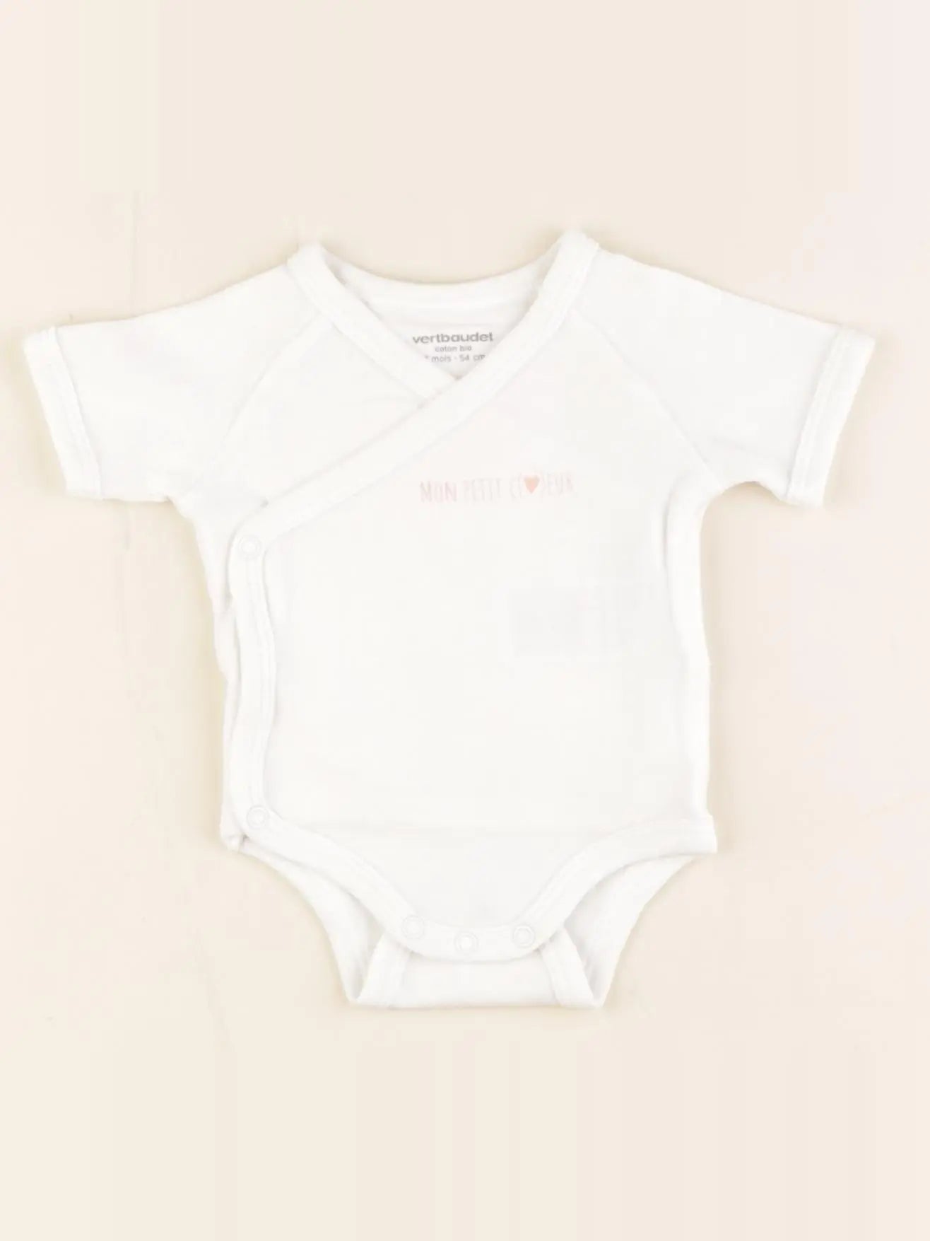 Vertbaudet - body coton blanc - 1 mois