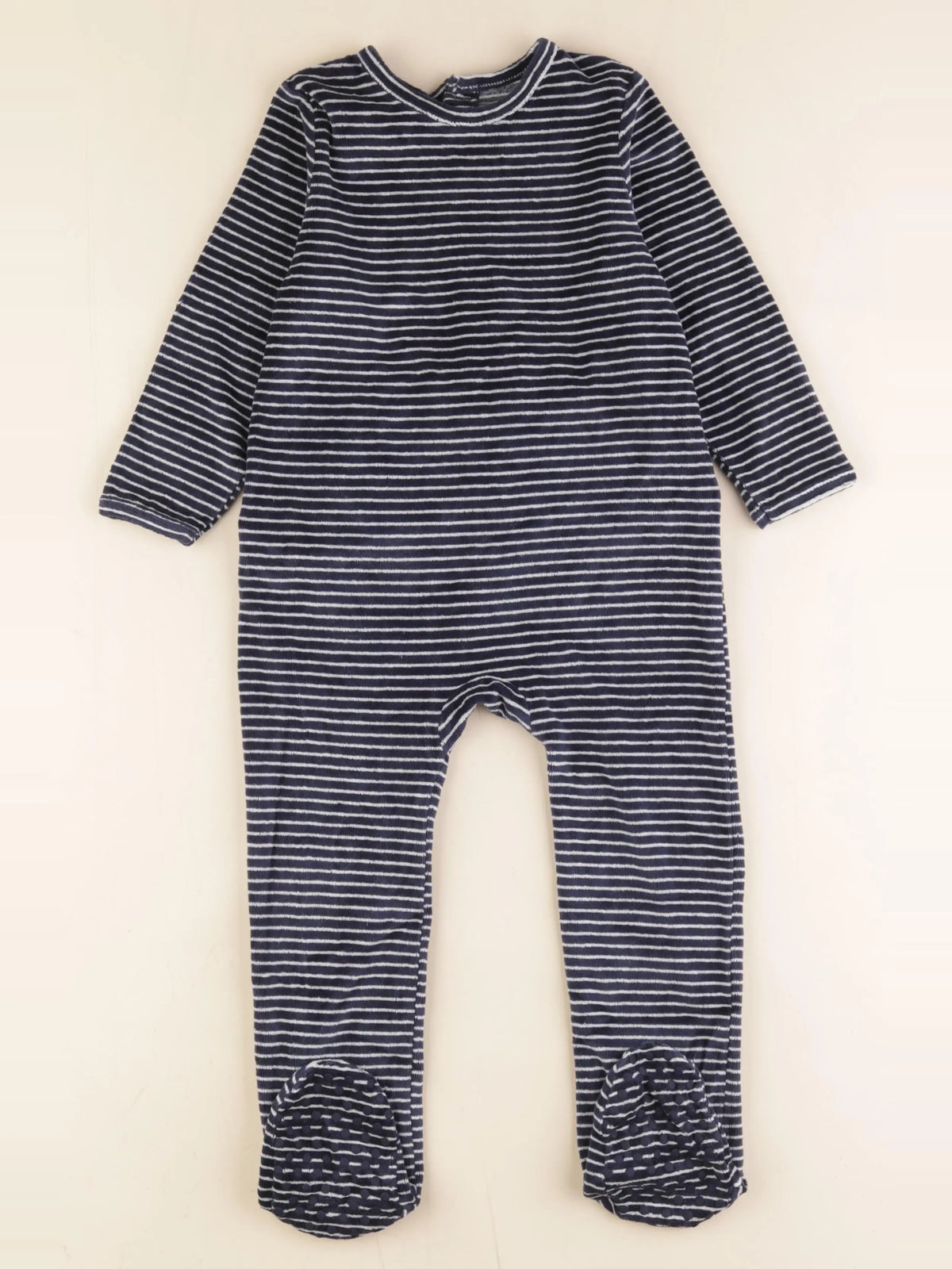 Vertbaudet - pyjama velours blanc, bleu - 3 ans