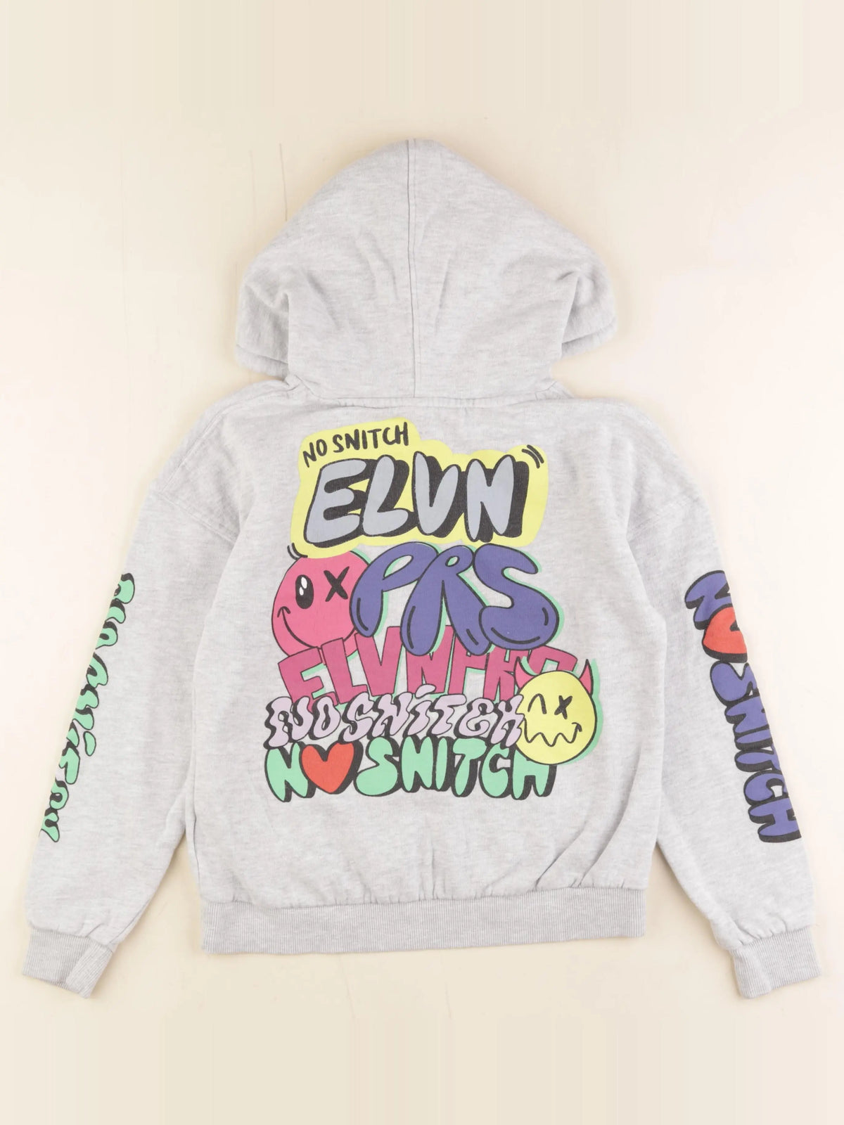 Little Eleven Paris - sweat imprimé au dos gris - 10 ans