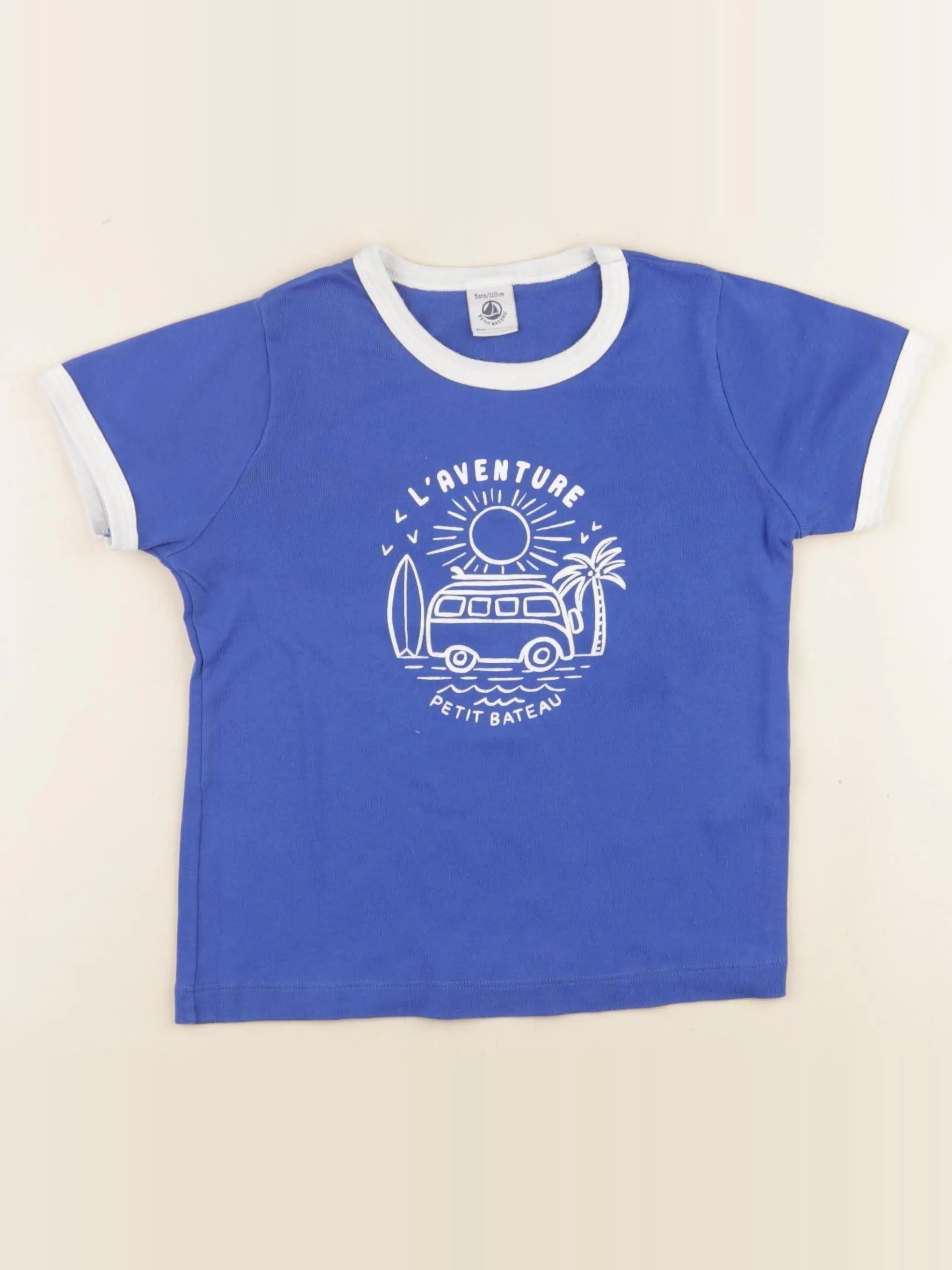 Petit Bateau - tee-shirt bleu - 5 ans