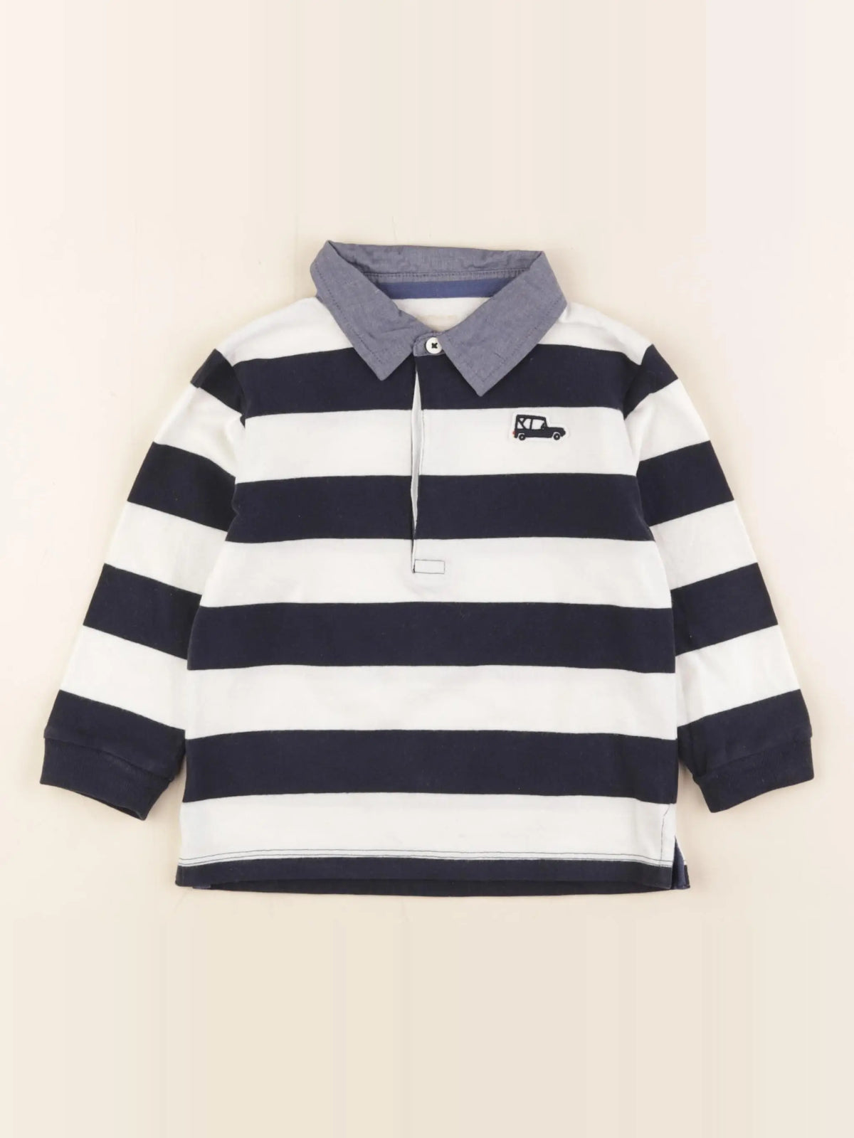 Boutchou - polo blanc, bleu - 24 mois