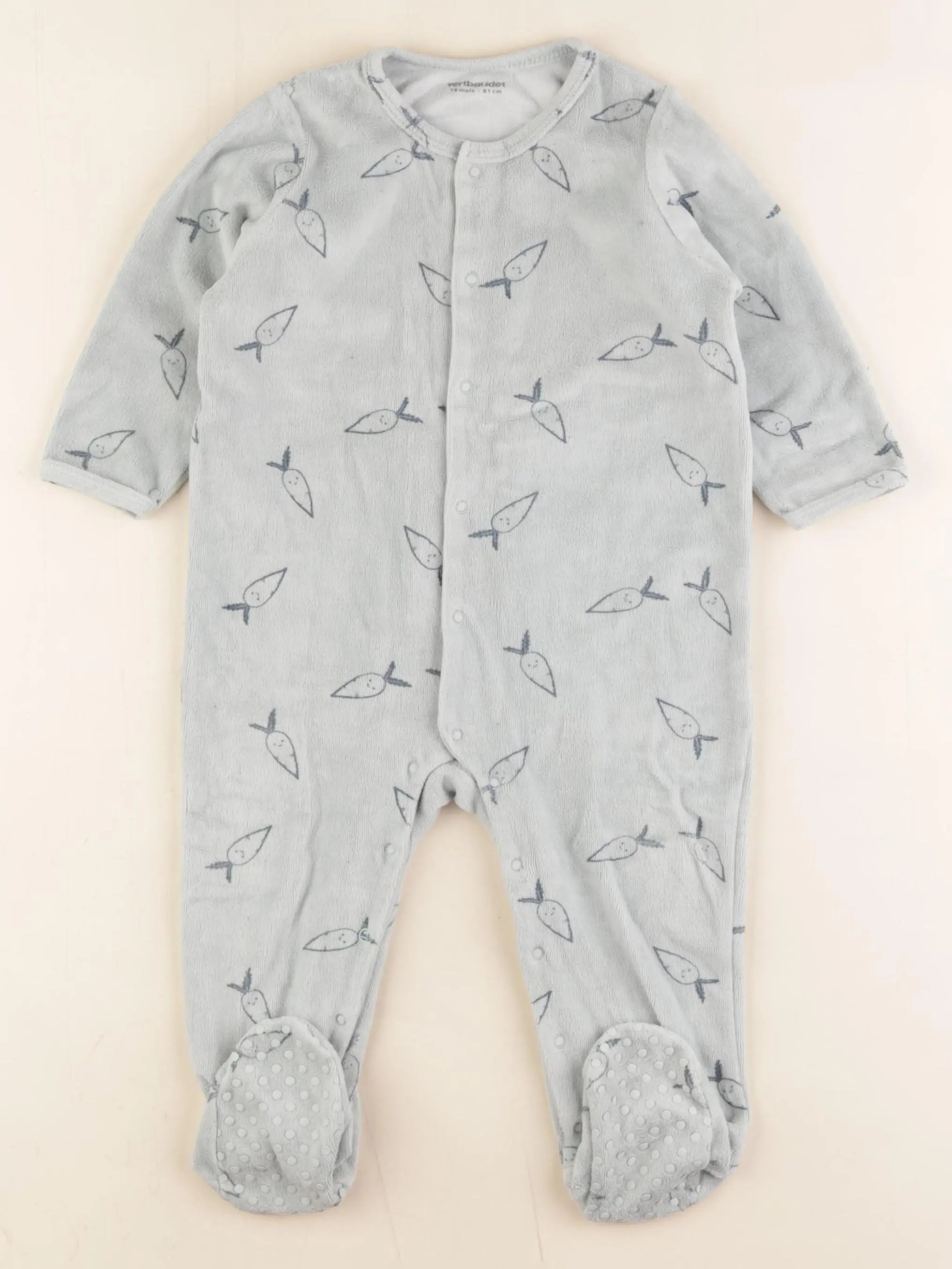 Vertbaudet - pyjama velours vert - 18 mois