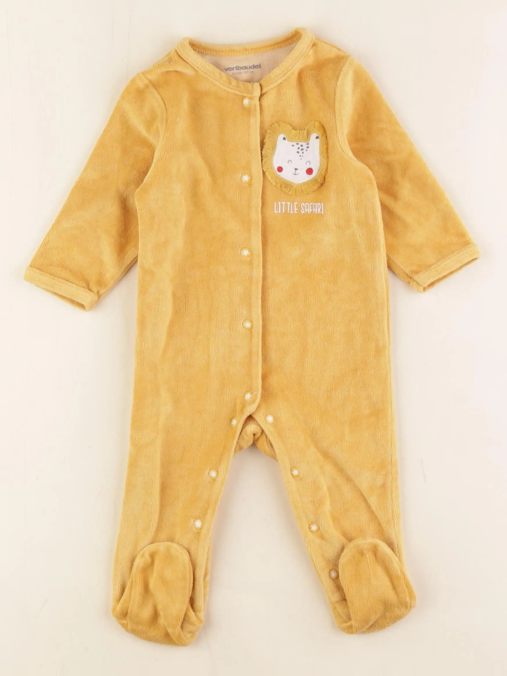 Vertbaudet - pyjama velours jaune - 6 mois