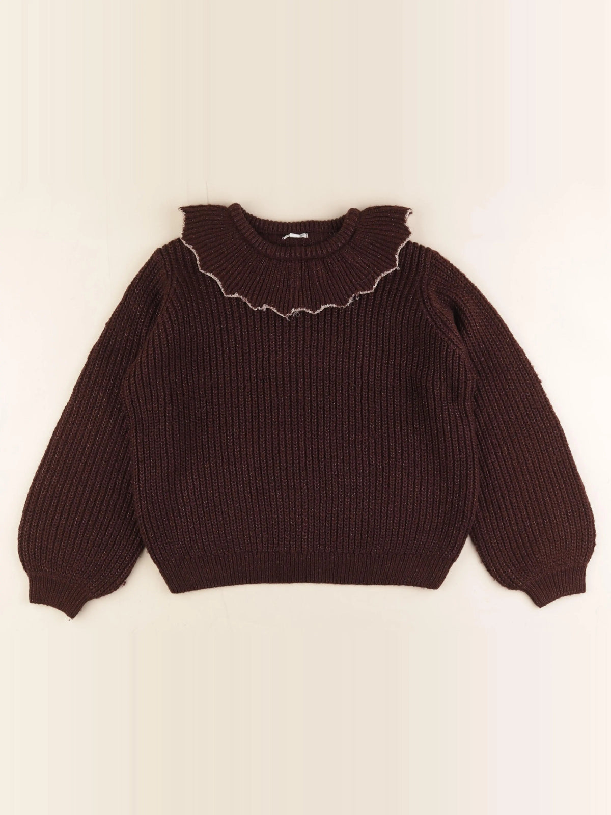 Vertbaudet - pull marron, or - 12 ans