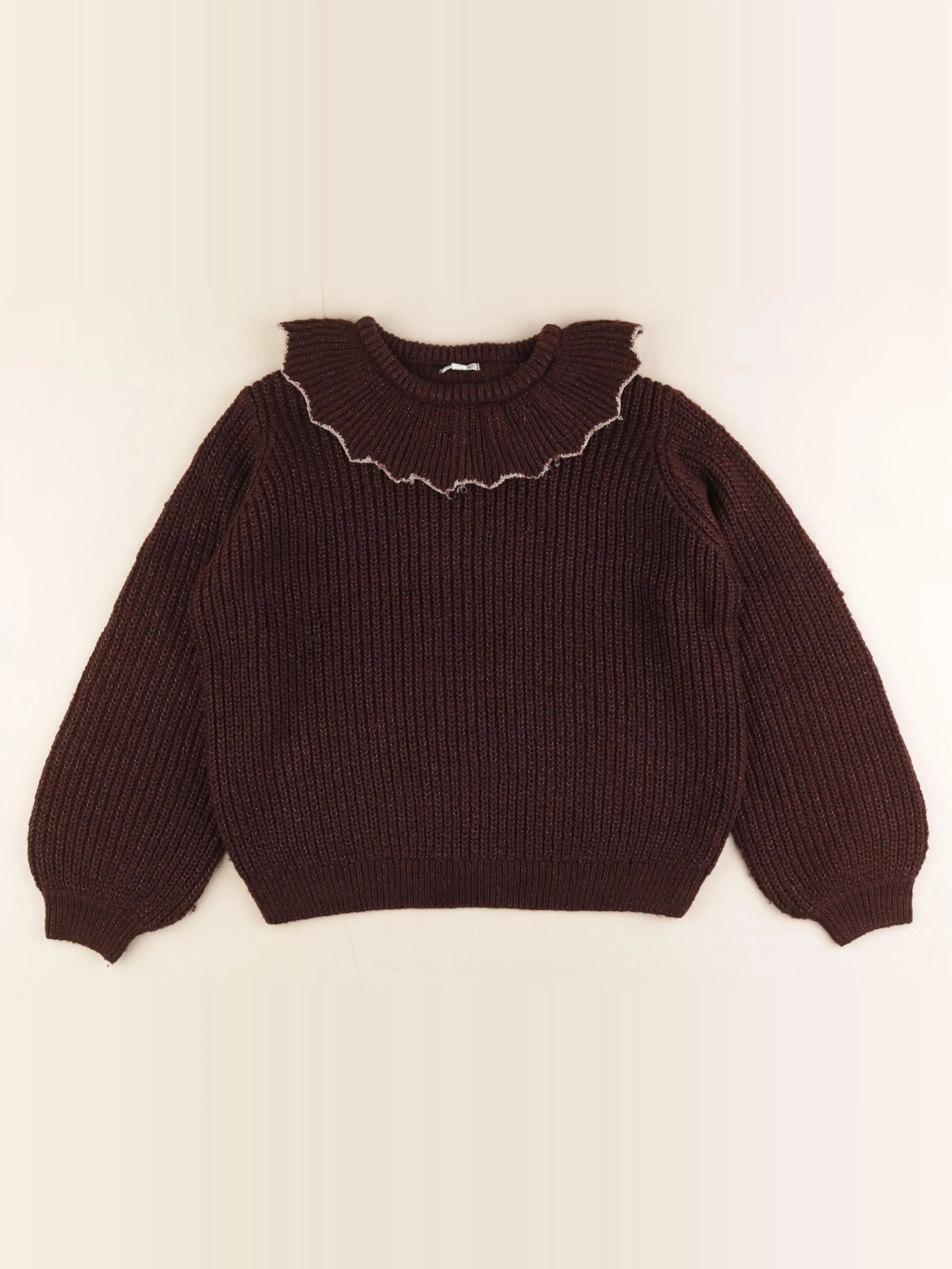 Vertbaudet - pull marron, or - 12 ans