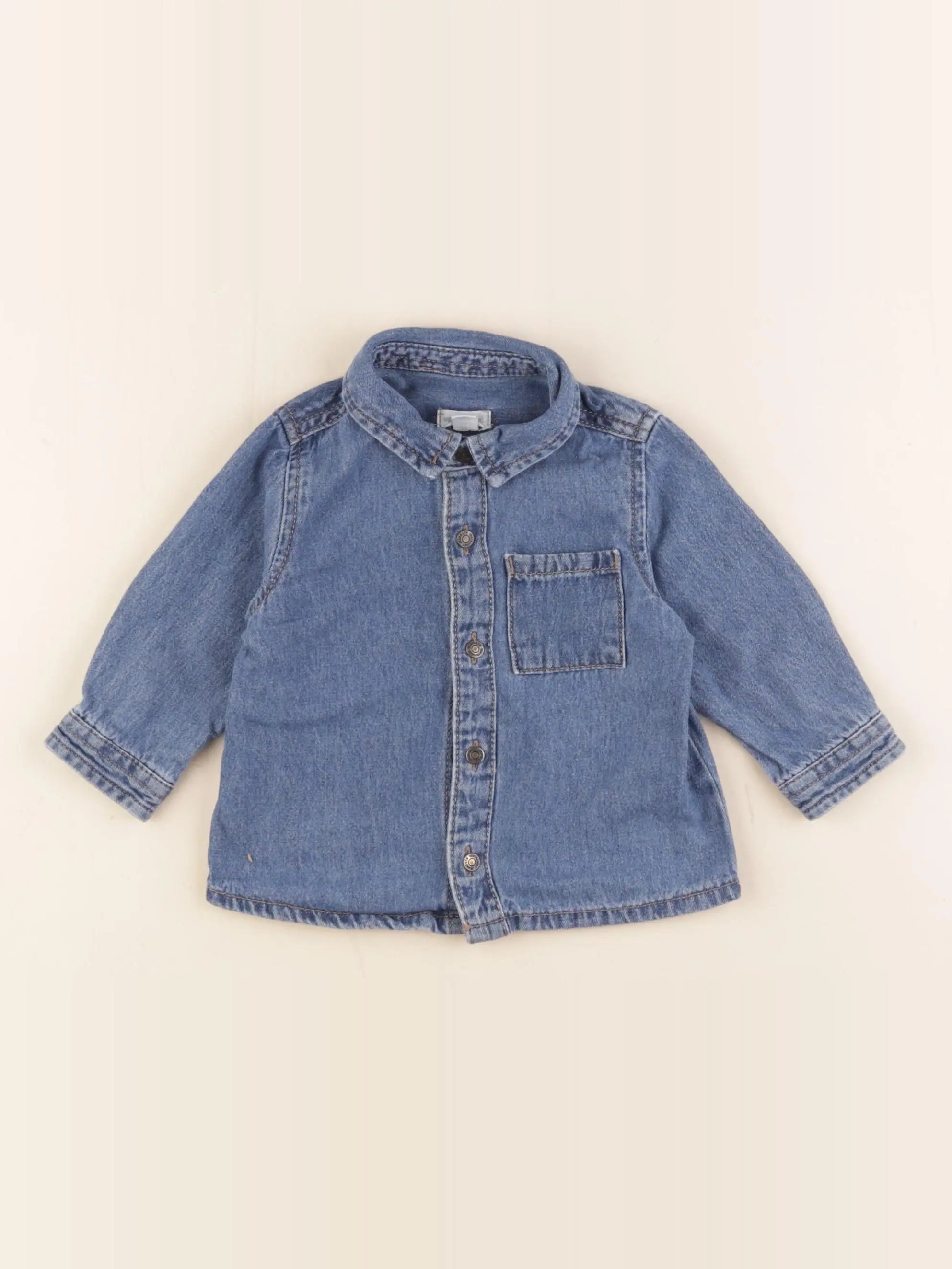 Vertbaudet - chemise bleu - 9 mois