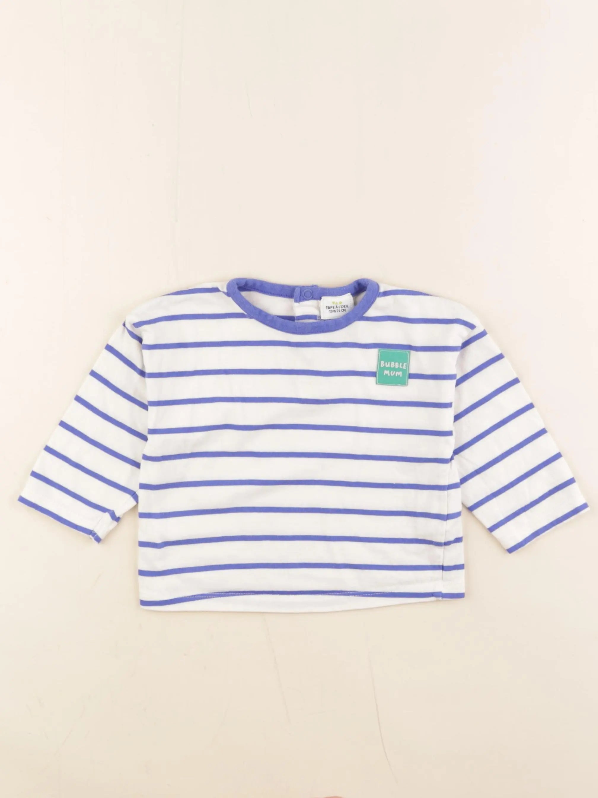 Tape à l'oeil - tee-shirt bleu, blanc - 12 mois