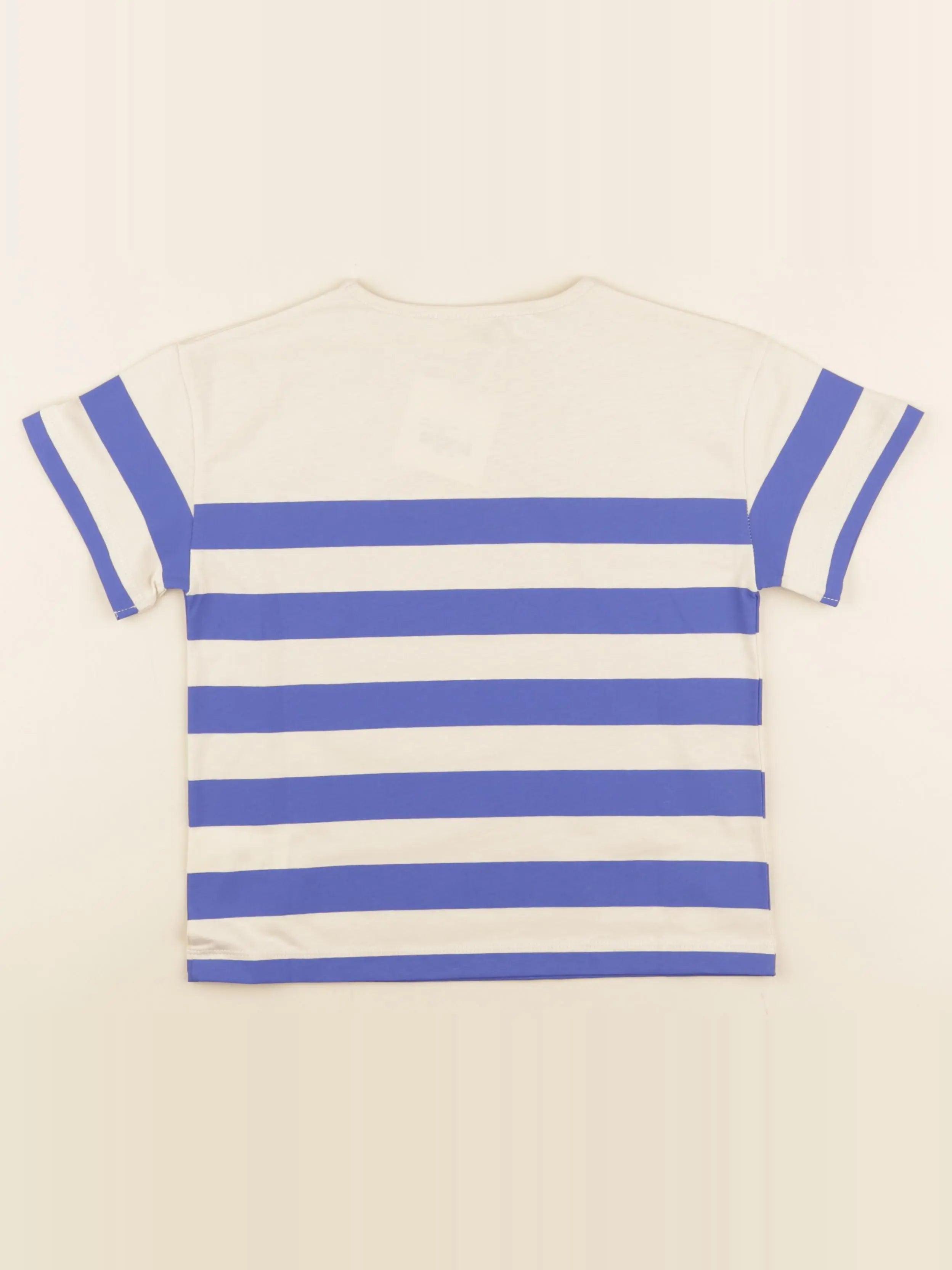 Tee-shirt beige, bleu