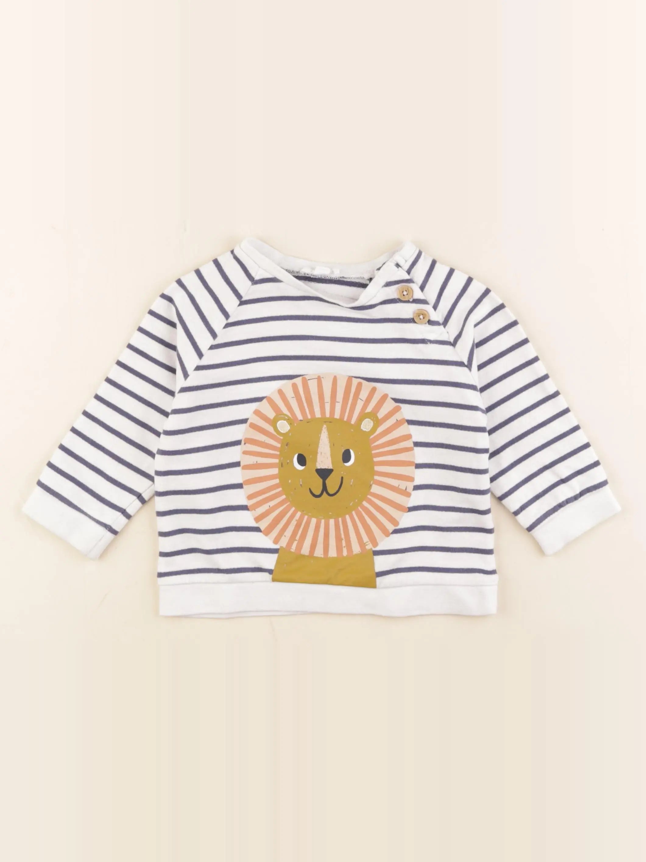 Vertbaudet - sweat bleu, blanc - 18 mois