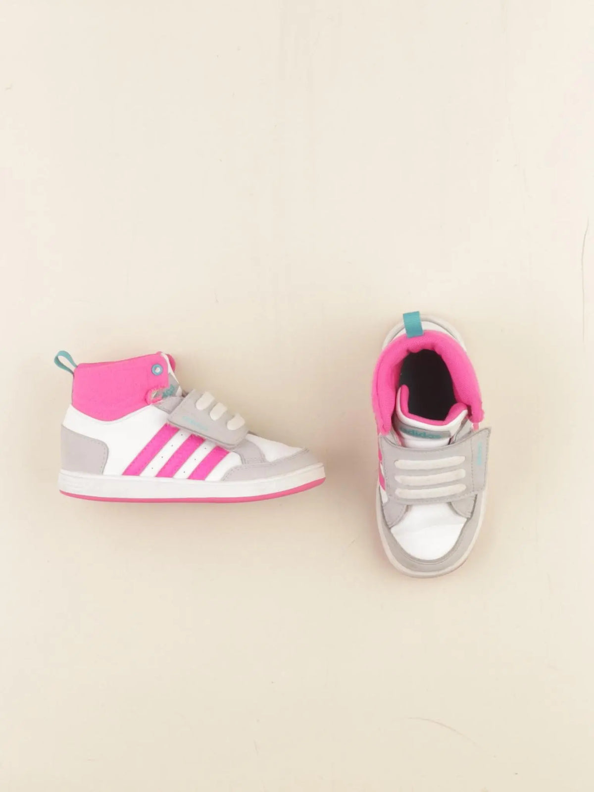 Adidas - tennis à scratch/ lacets gris, rose - pointure 25