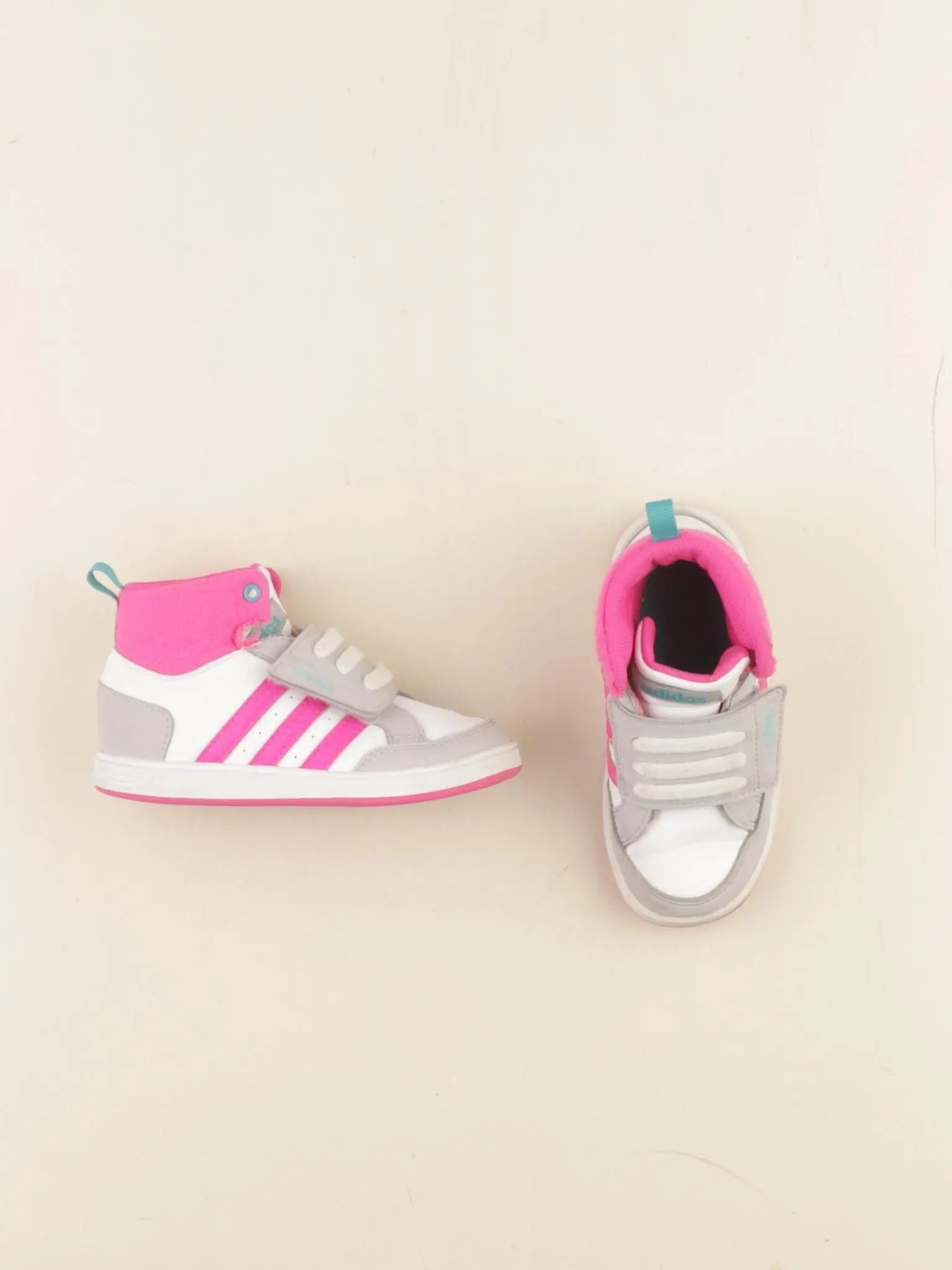 Adidas - tennis à scratch/ lacets gris, rose - pointure 25