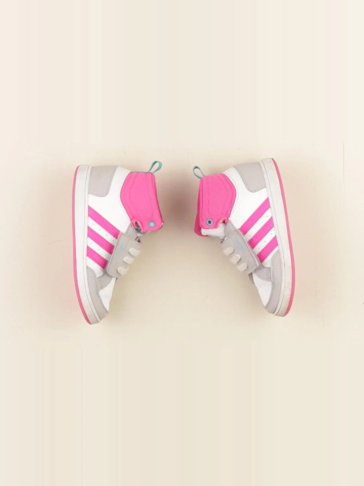 Adidas - tennis à scratch/ lacets gris, rose - pointure 25