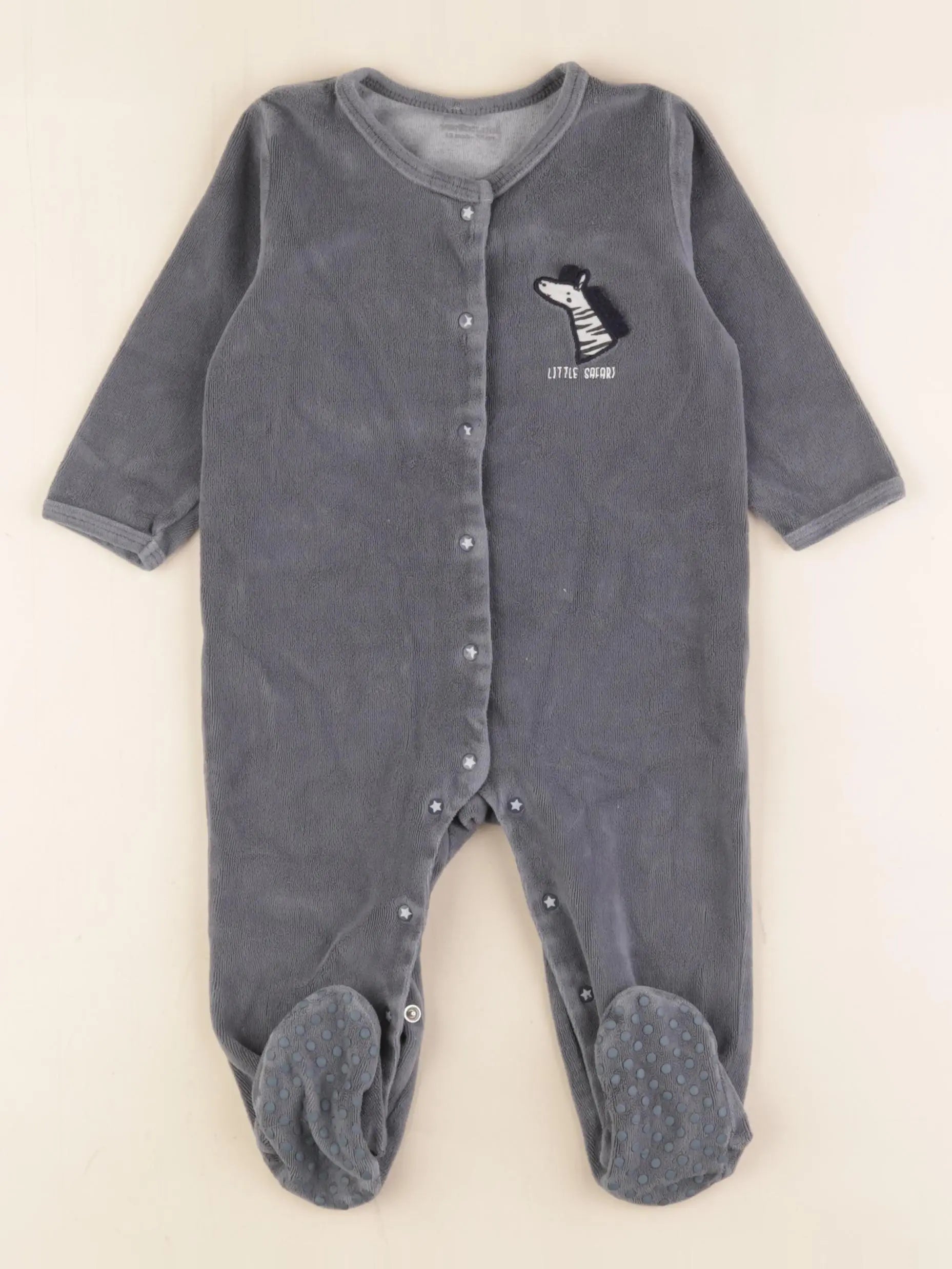 Vertbaudet - pyjama velours gris - 12 mois