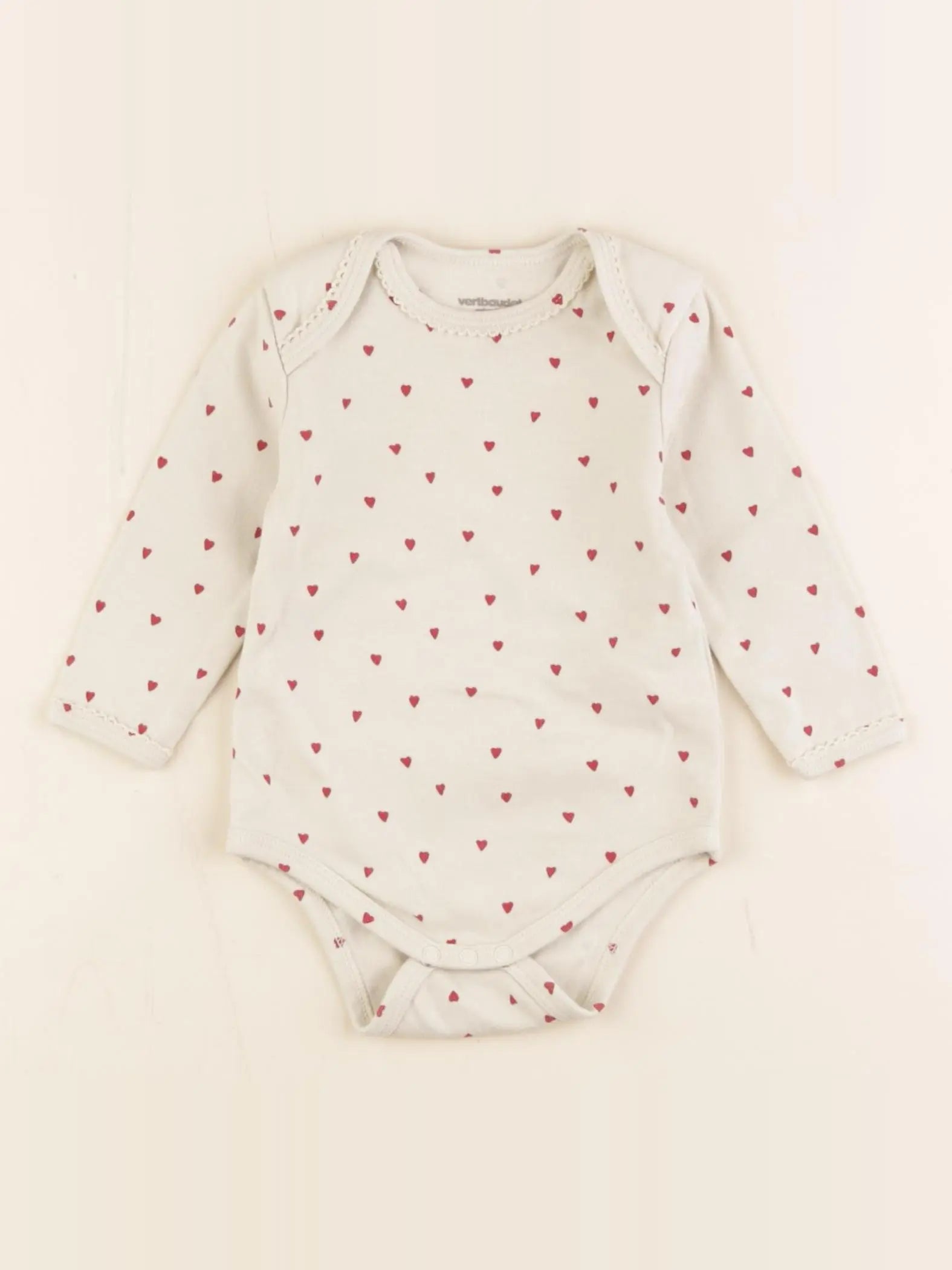 Vertbaudet - body beige, rouge - 6 mois