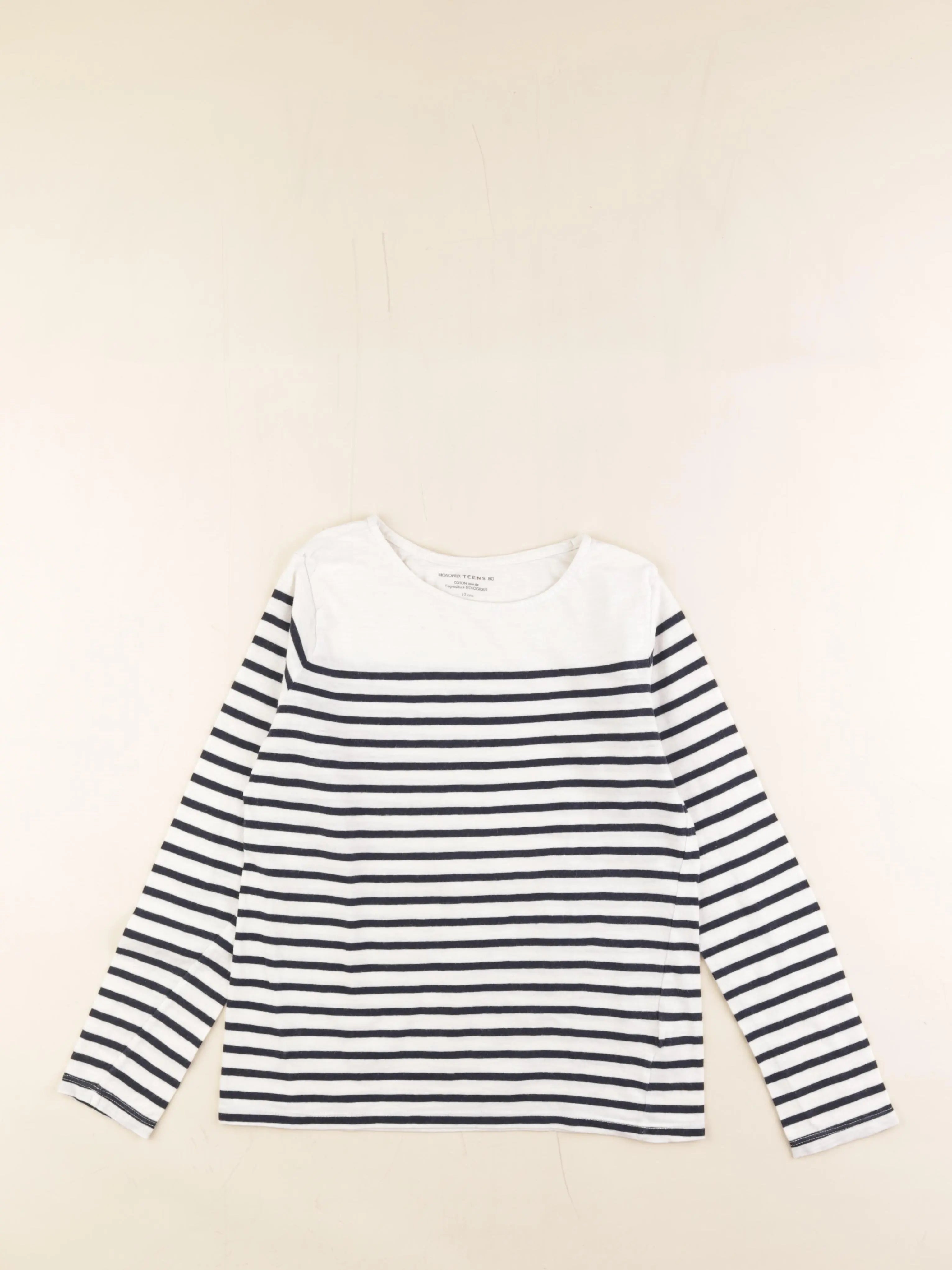 Monoprix - tee-shirt blanc, bleu - 12 ans