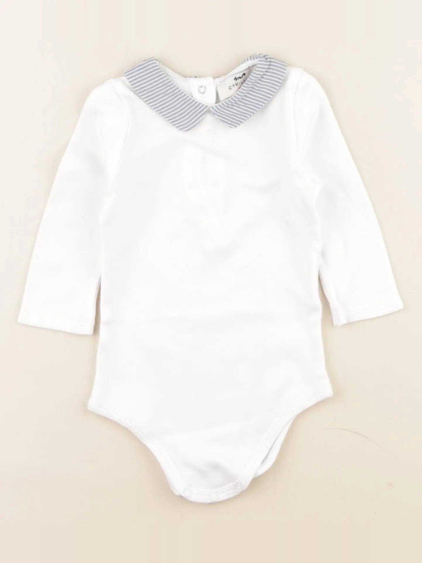 Cyrillus - body à col blanc, bleu - 9 mois