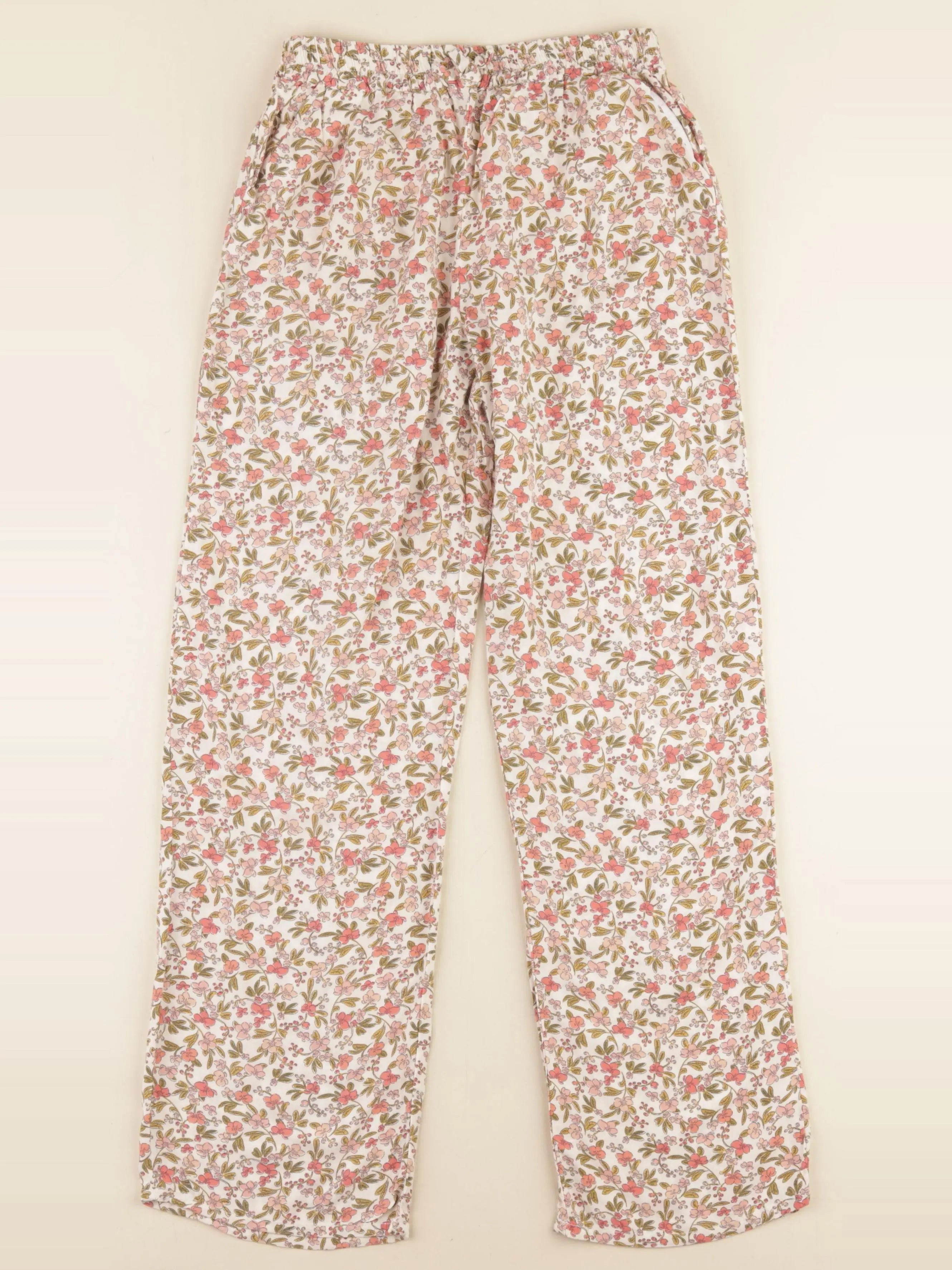 Vertbaudet - pantalon beige, rose - 12 ans