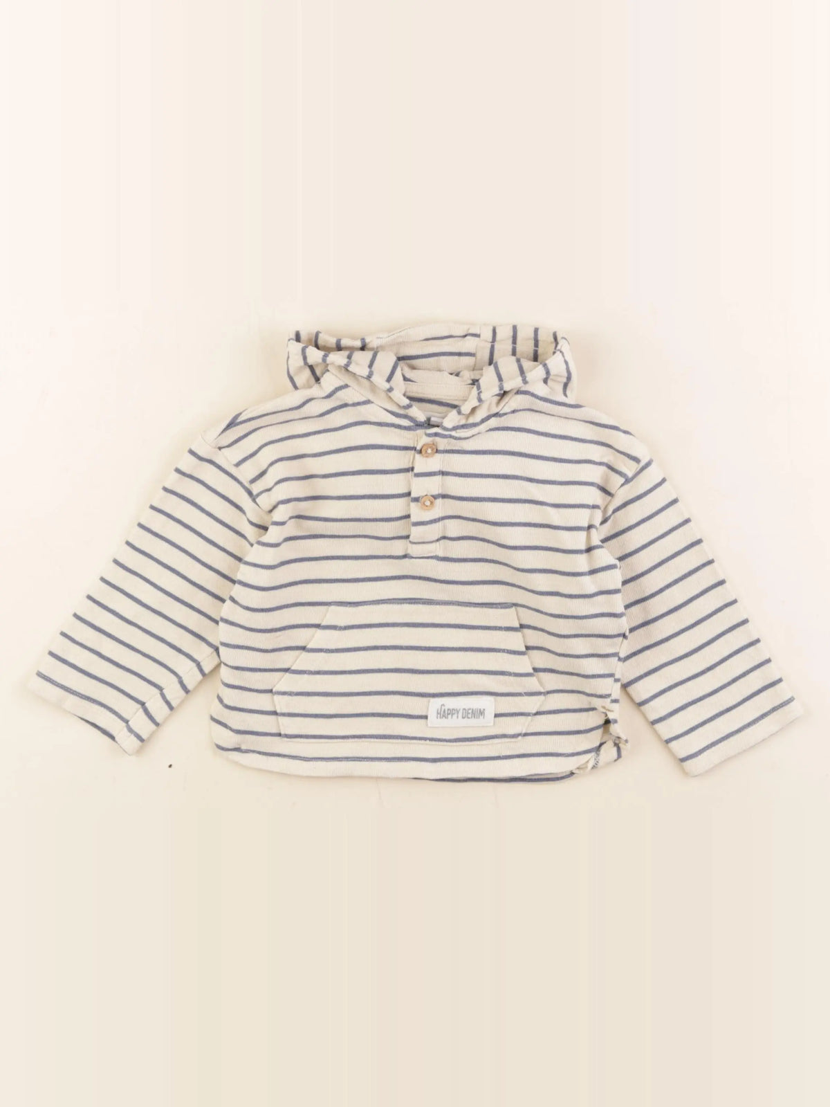 Vertbaudet - sweat beige, bleu - 18 mois