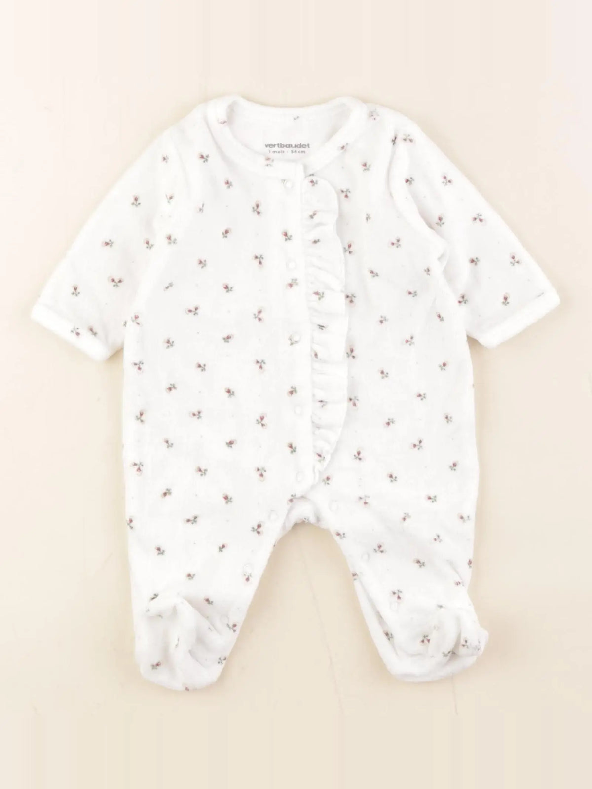 Vertbaudet - pyjama velours blanc - 1 mois