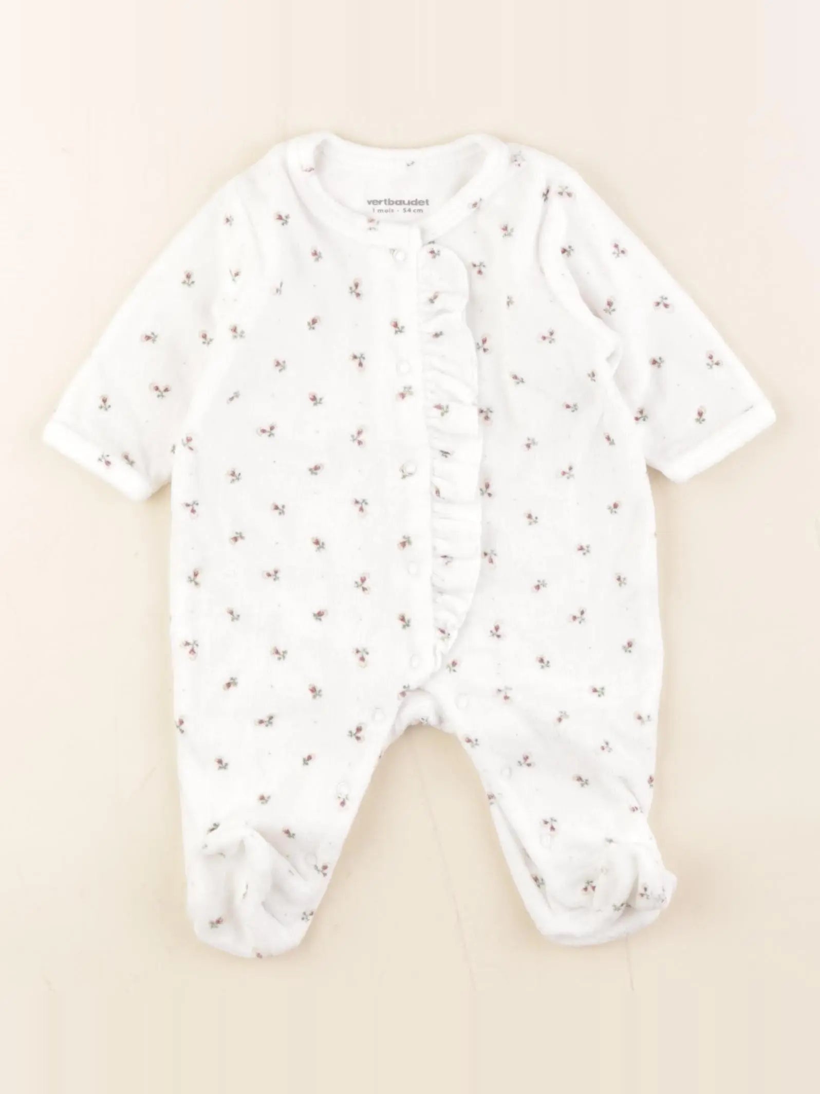 Vertbaudet - pyjama velours blanc - 1 mois
